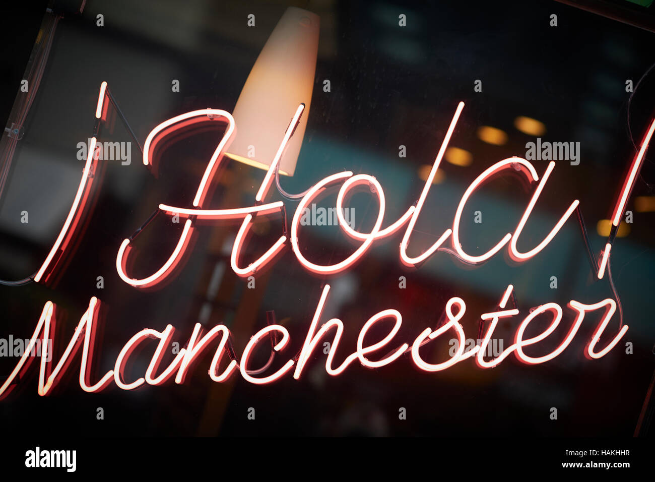 Hola Manchester neon sign shop window Barburrito Mexican fats food