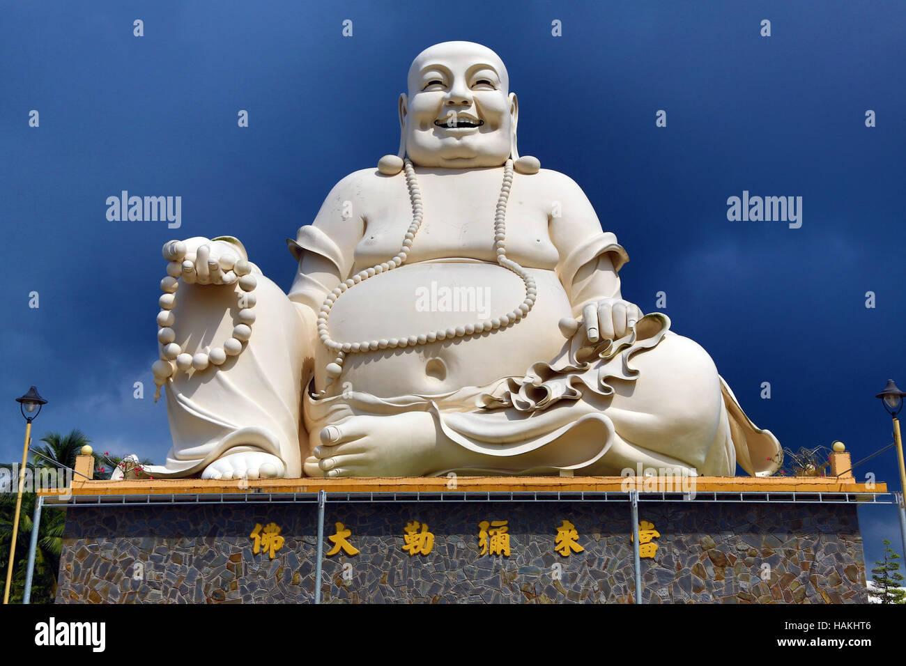 Giant Buddha statue at Vinh Trang Buddhist Temple, near My Tho, Mekong ...