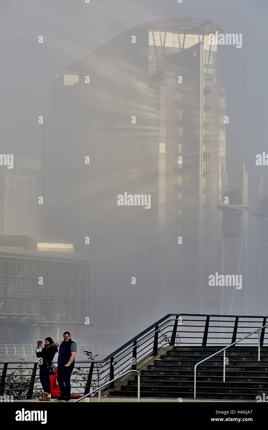Salford Quays Manchester apartment block Sovereign point front close up