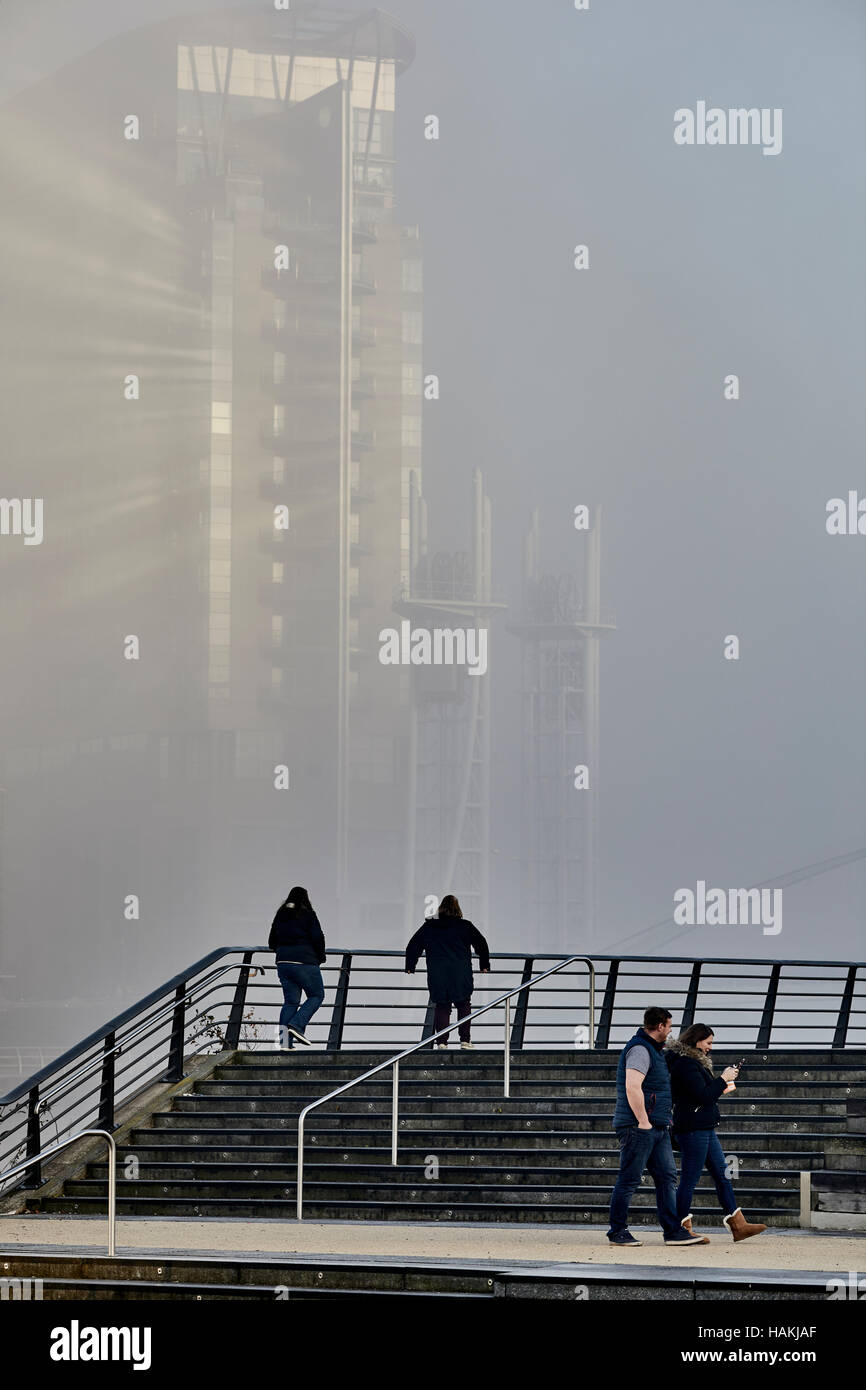 Salford Quays Manchester apartment block Sovereign point front close up