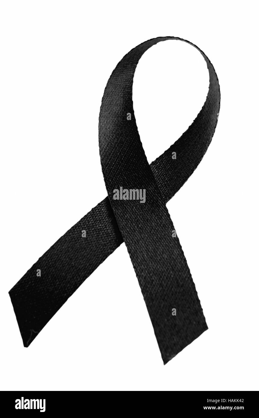 Black ribbon isolated on white background with clipping-path. Stock Photo
