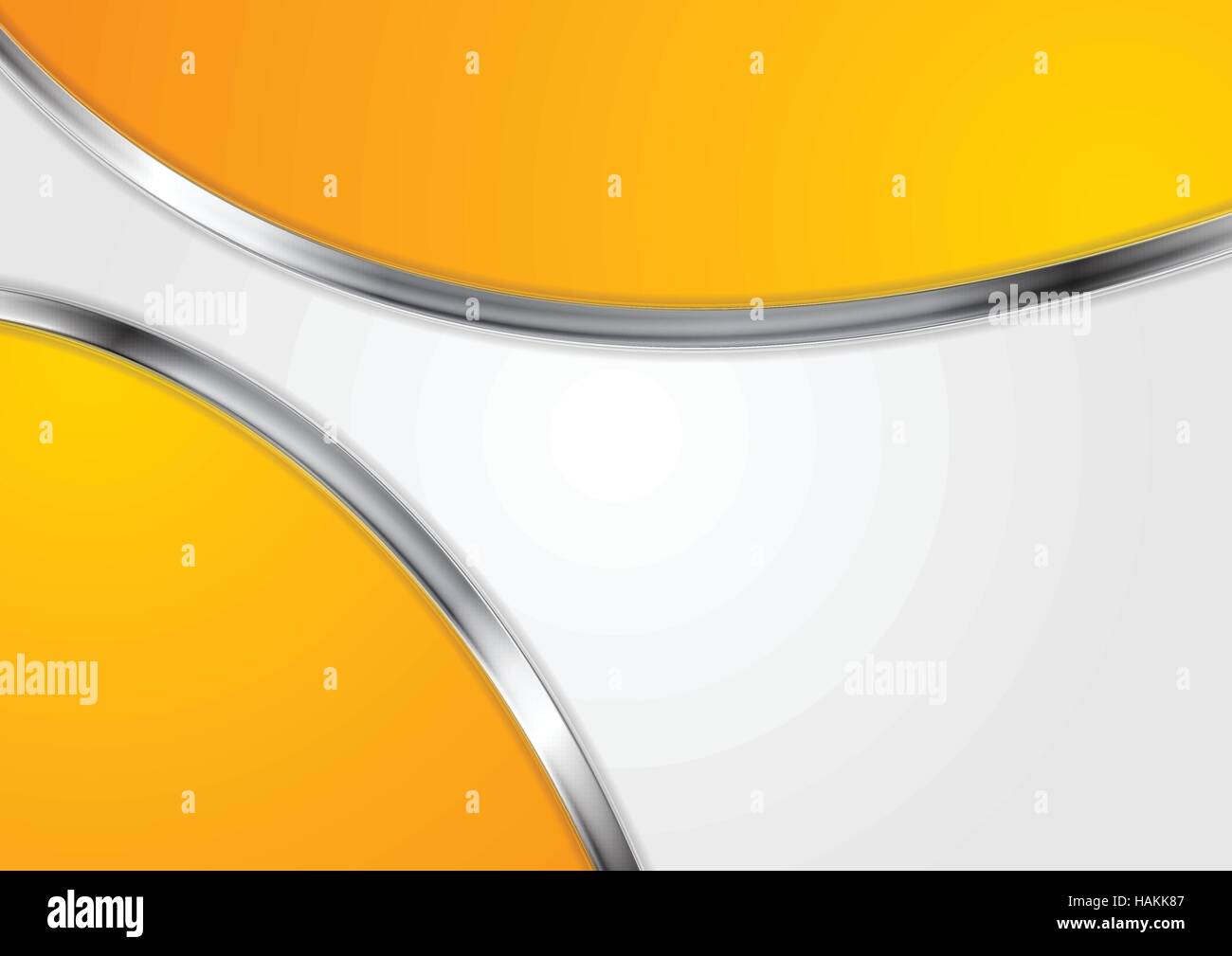 Abstract bright orange background with silver waves. Vector