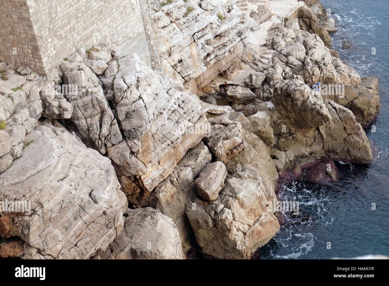 Pictorial blue Adriatic sea in Dubrovnik, Croatia on November 30, 2015. Stock Photo