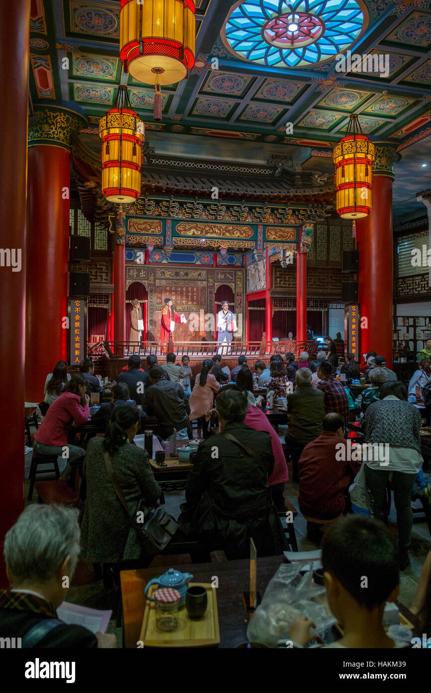 Chinese Opera stage and audience in Nanjing Jiangsu China Stock Photo