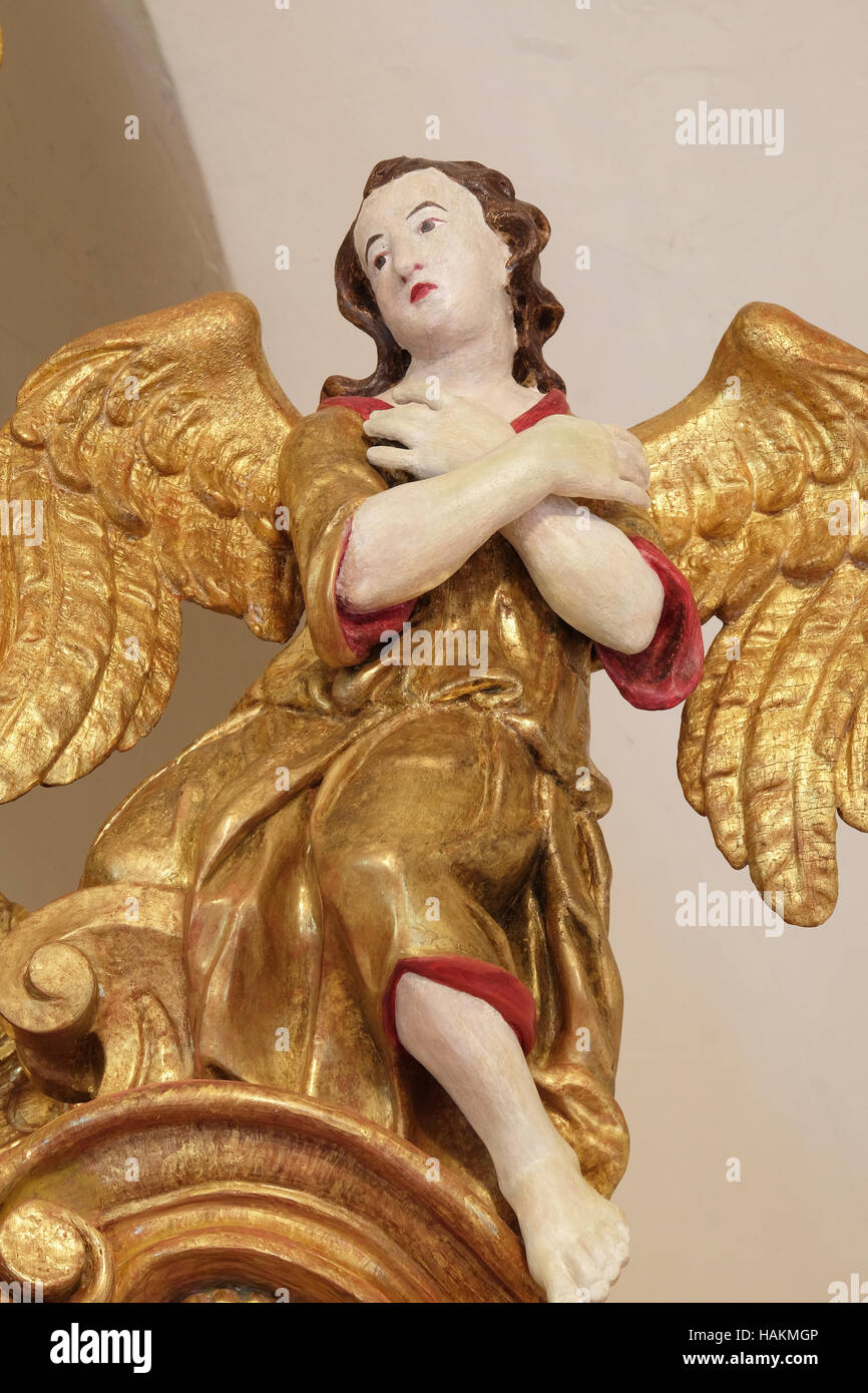 Angel on the main altar in chapel of Saint Roch in Zagreb, Croatia ...