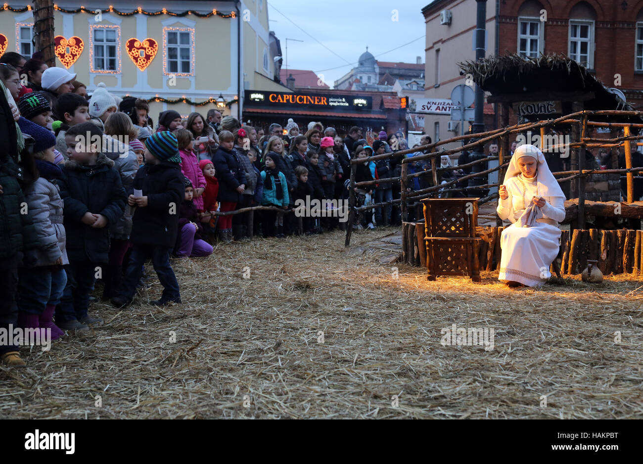 Live Christmas nativity scene in Zagreb, Croatia Stock Photo - Alamy