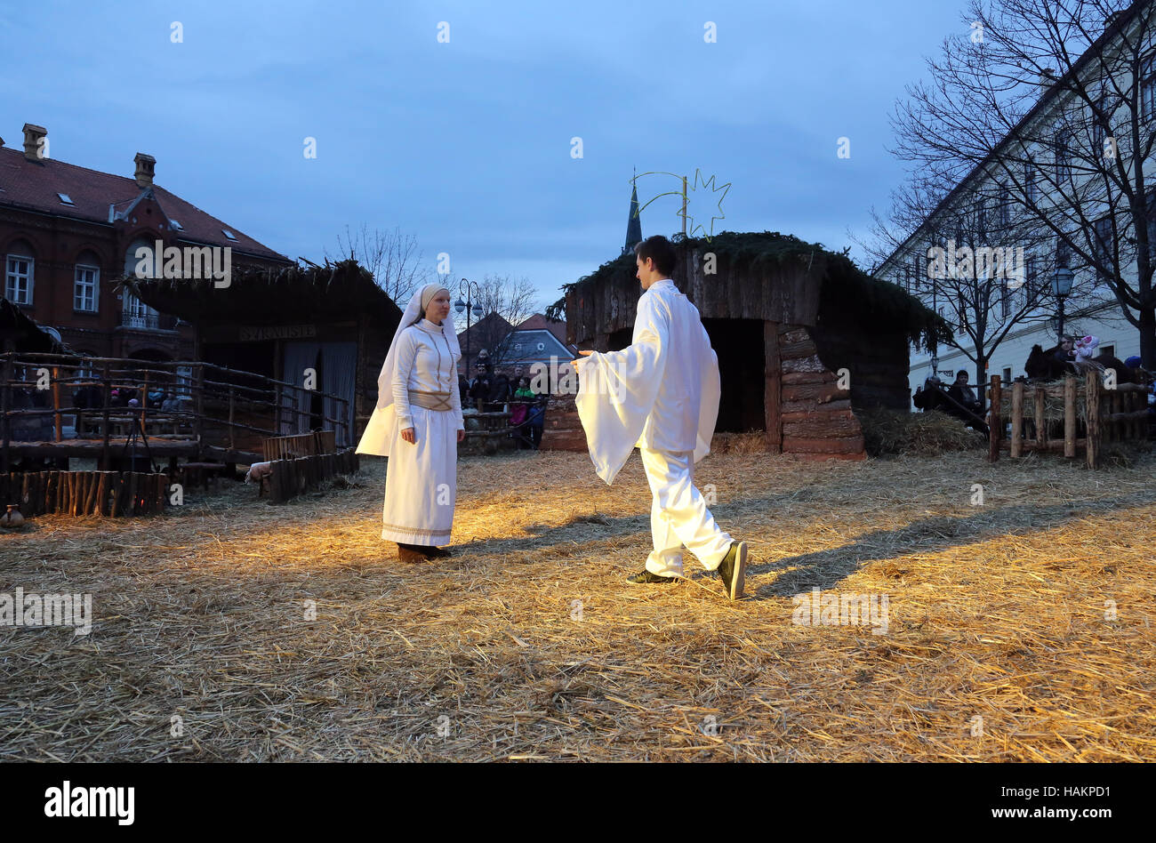 Live Christmas nativity scene in Zagreb, Croatia Stock Photo - Alamy