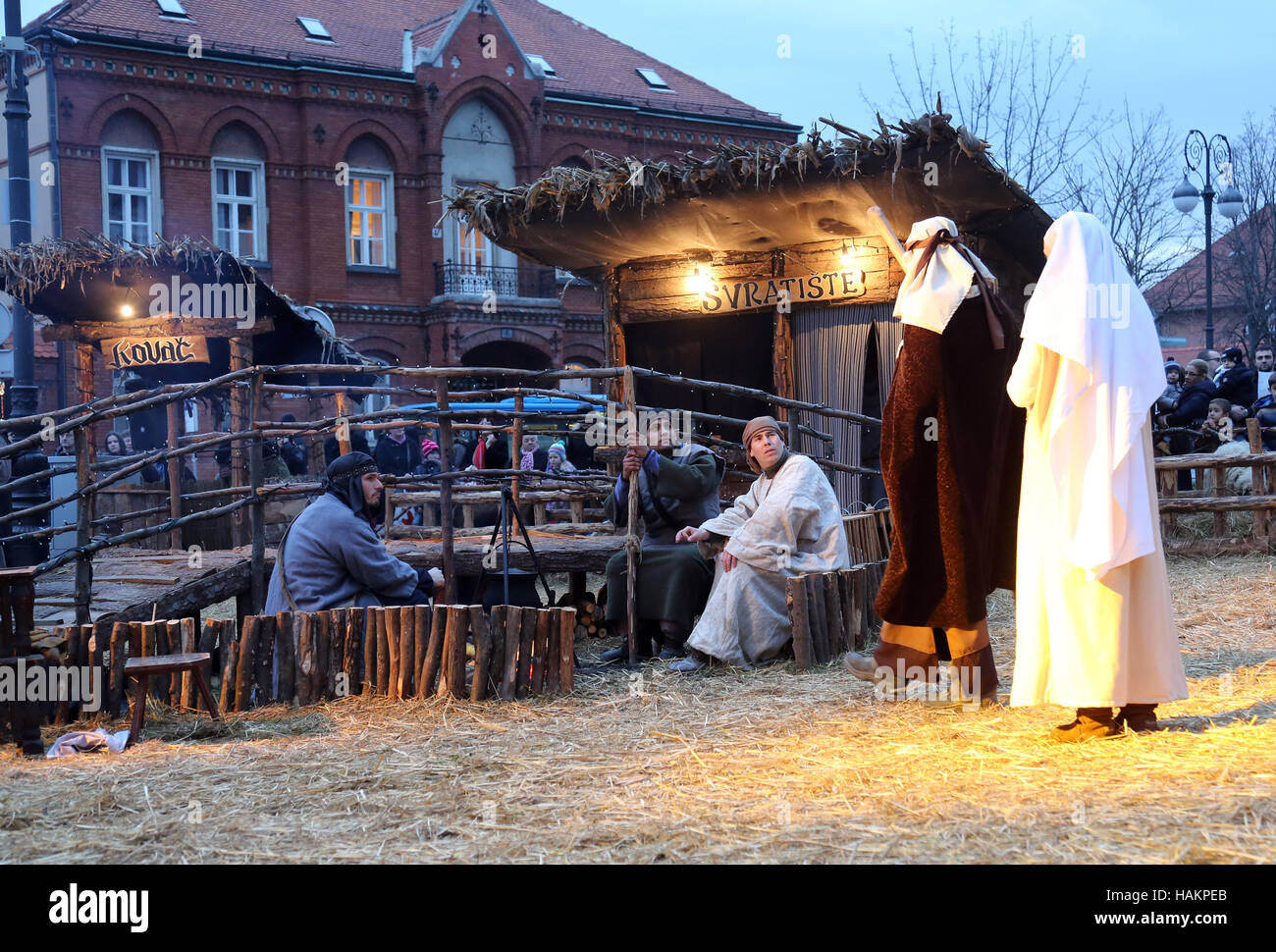 Live Christmas nativity scene in Zagreb, Croatia Stock Photo - Alamy