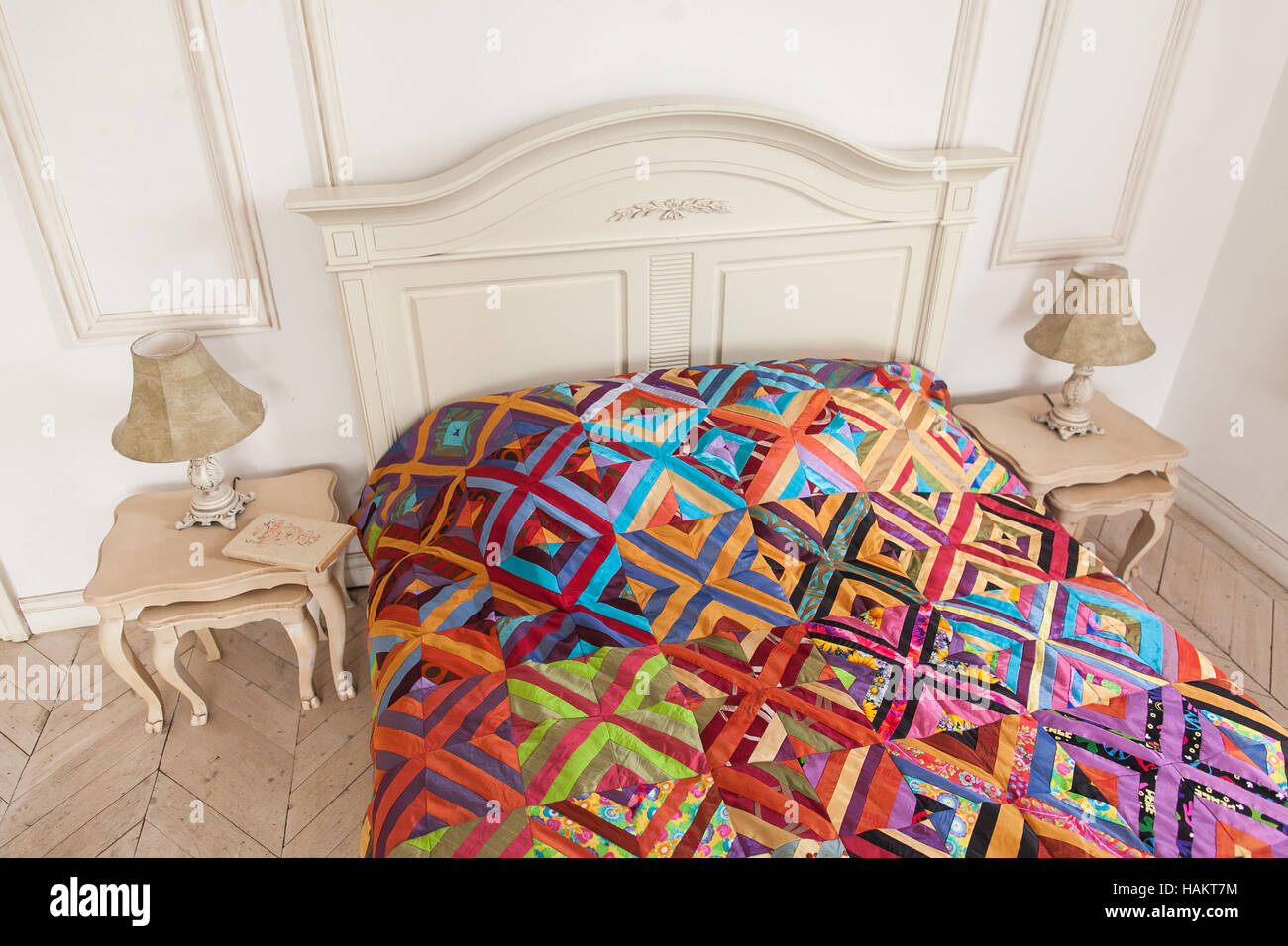 Patchwork quilt. Part of patchwork quilt as background. Handmade Stock ...