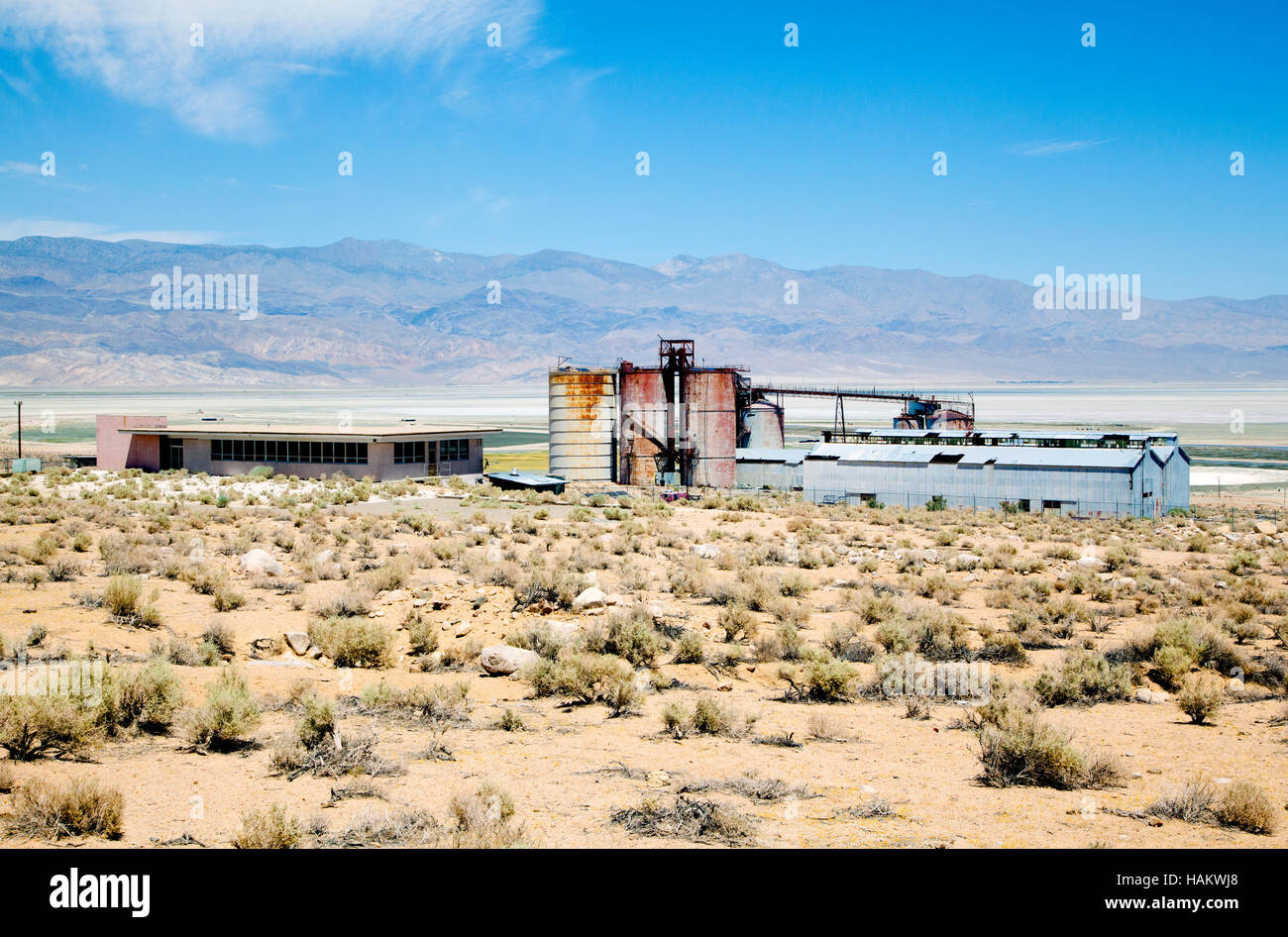 Abandoned Pittsburgh Plate Glass Factory on Owens Lake, CA, 2016. Stock Photo