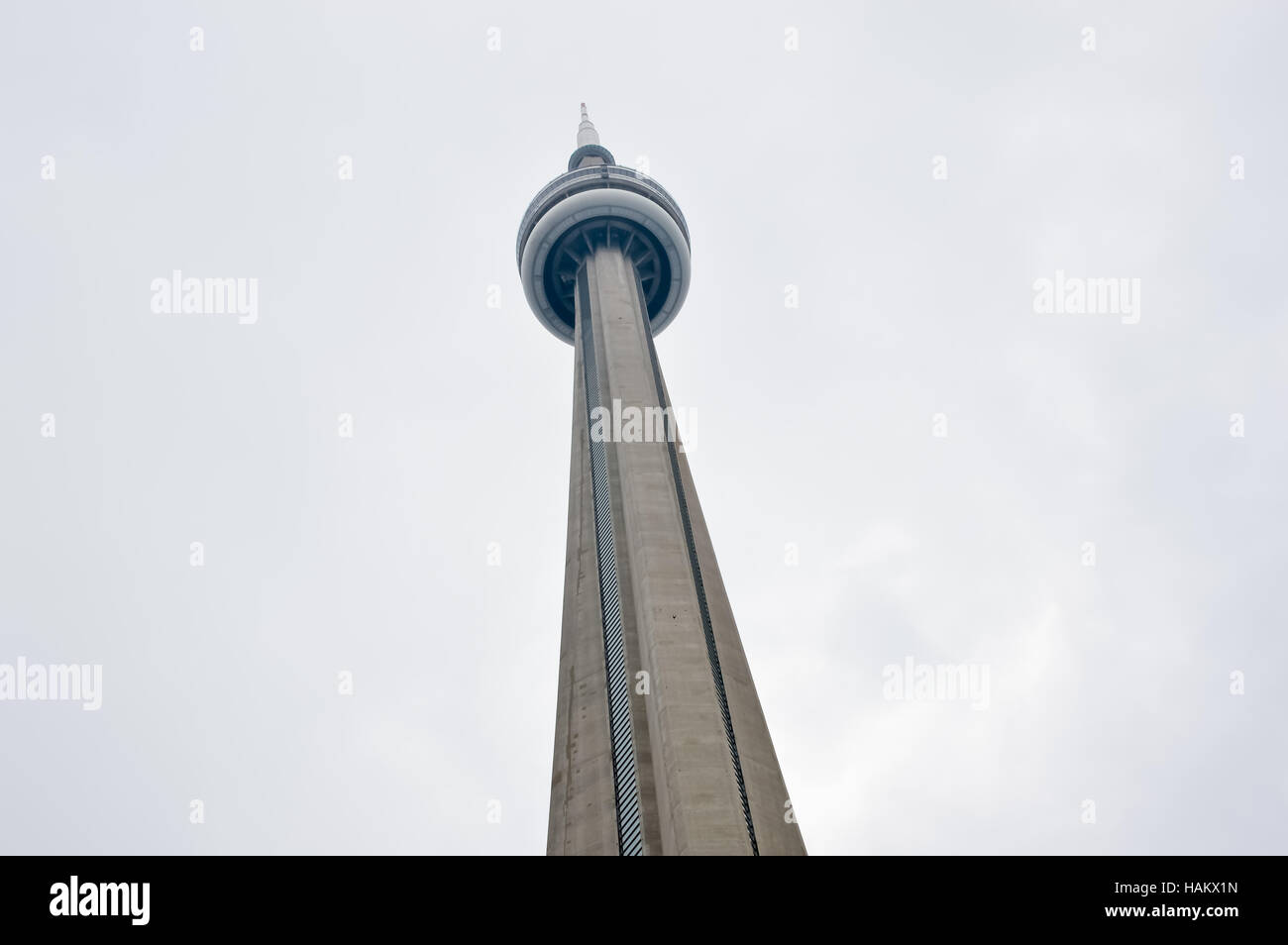 Looking upwards at the Canadian National (CN) Tower Stock Photo