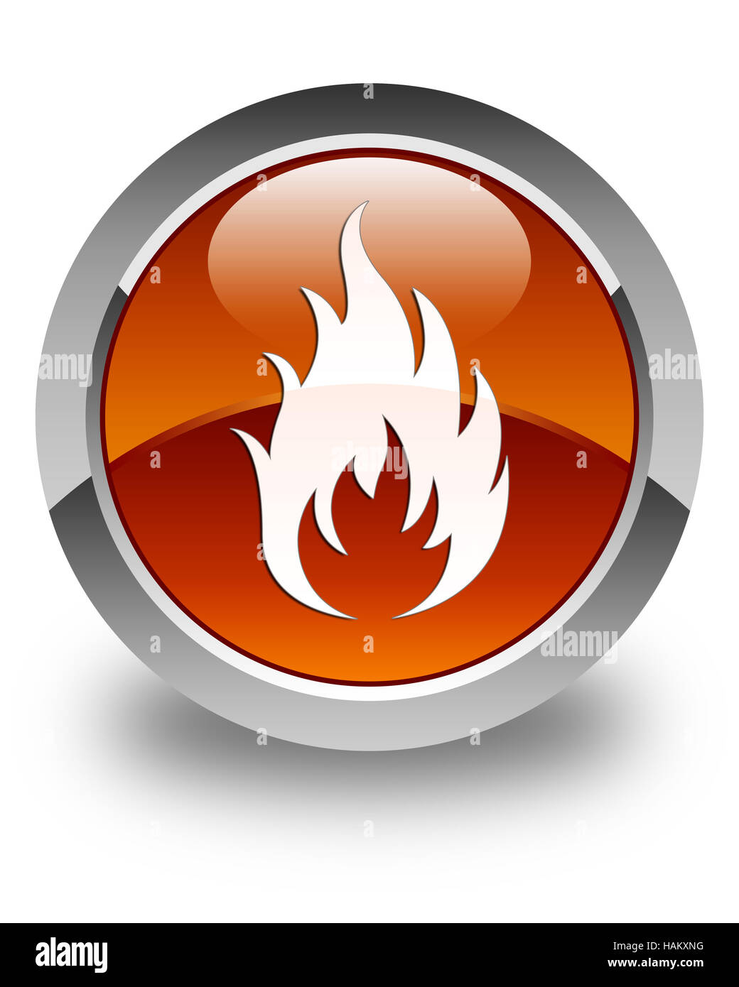 Fire icon isolated on glossy brown round button abstract illustration ...