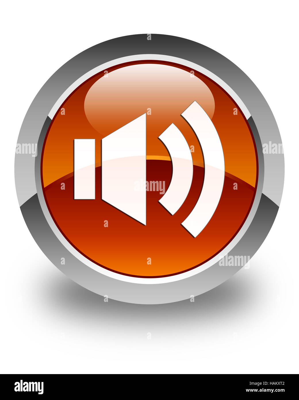 Volume icon isolated on glossy brown round button abstract illustration ...