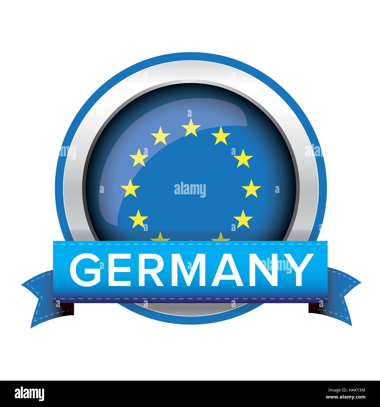 EU flag button with Germany ribbon Stock Vector