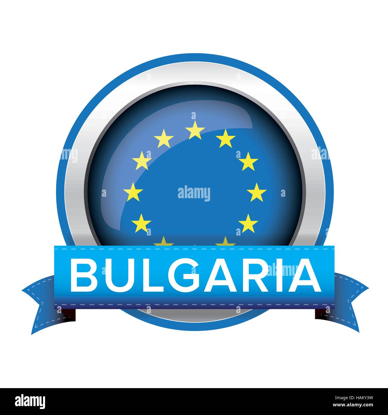 EU flag button with Bulgaria ribbon Stock Vector
