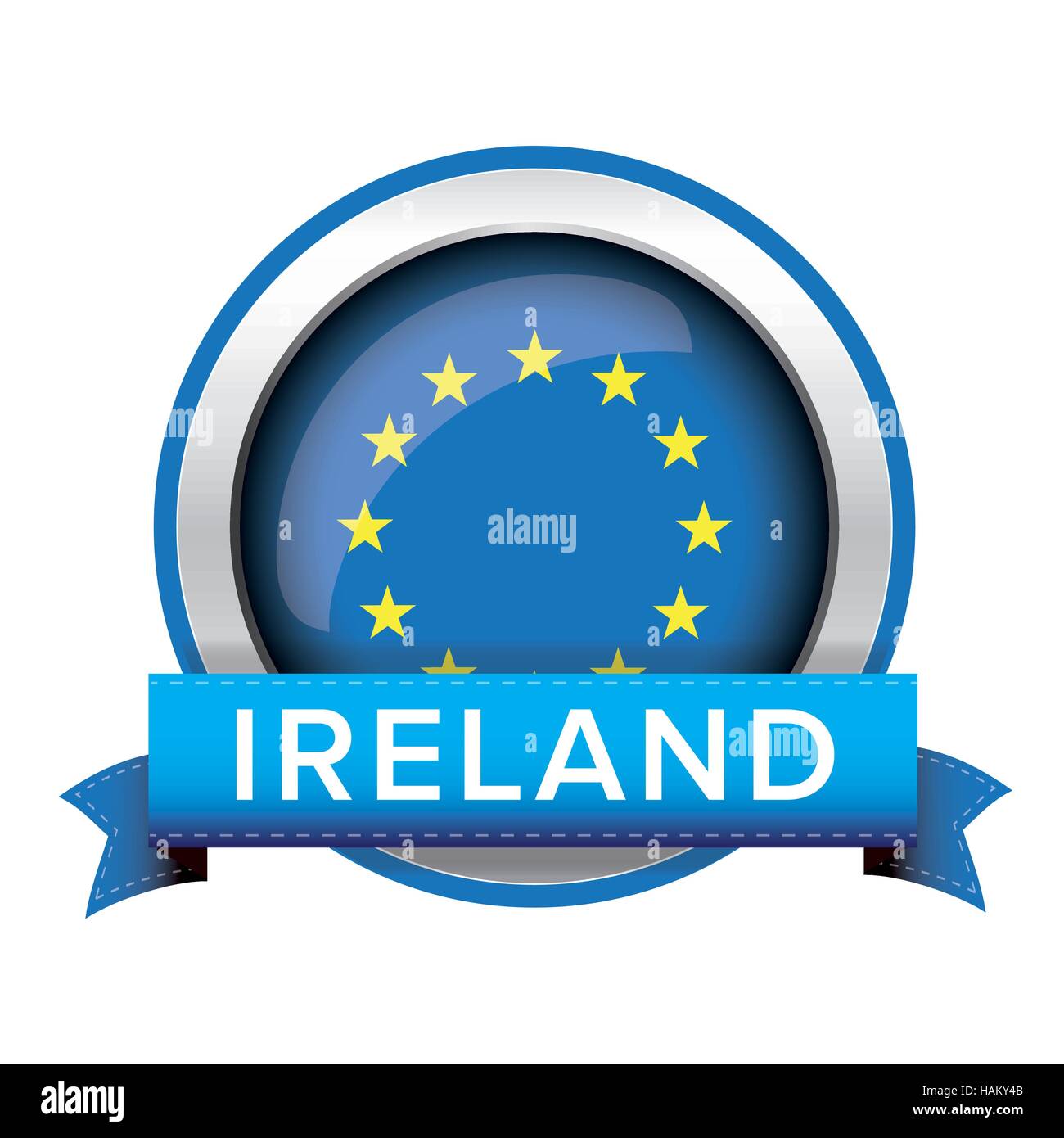 EU flag button with Ireland ribbon Stock Vector