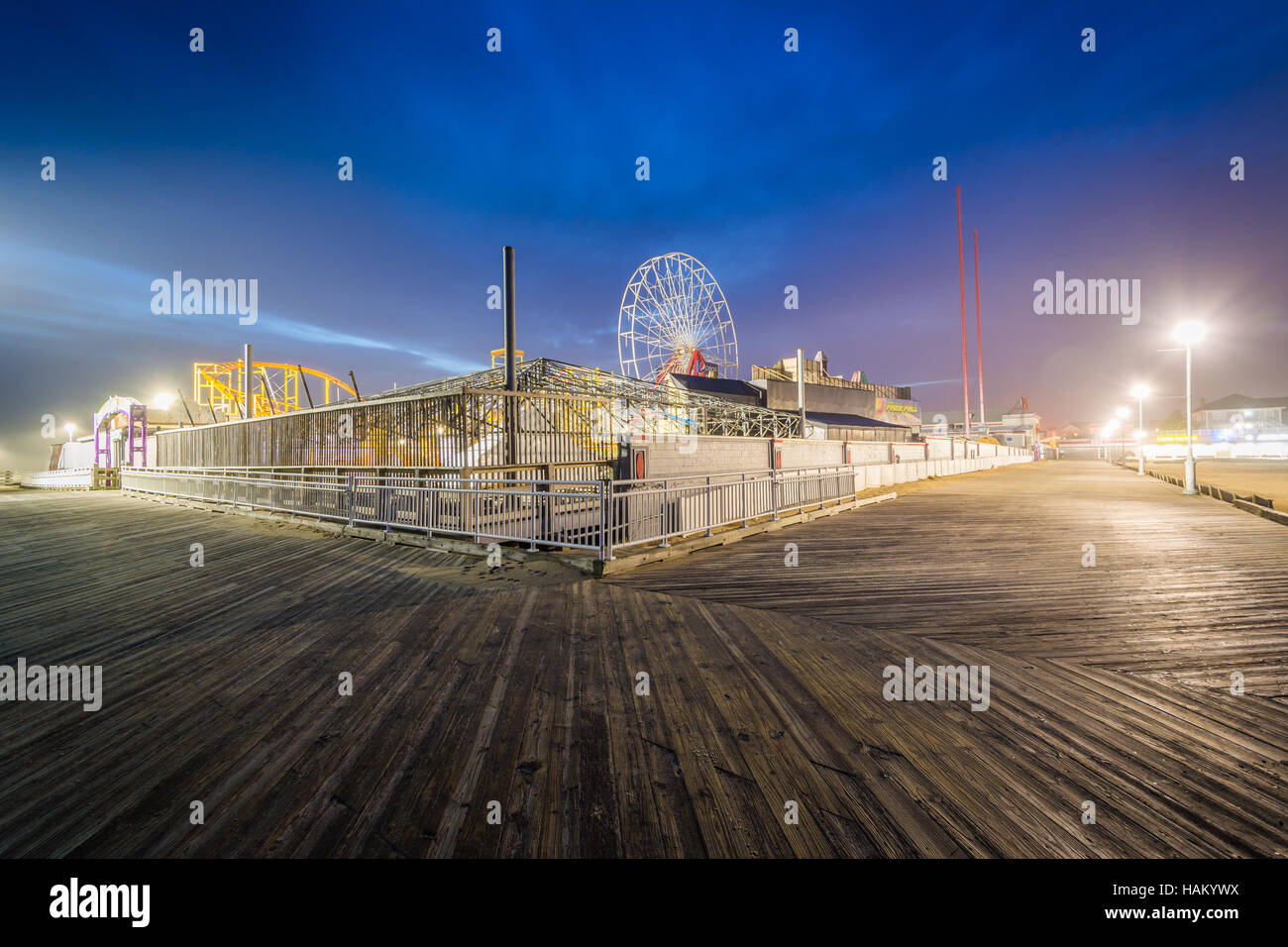The Boardwalk And Rides At Night In Ocean City Maryland Stock Photo Alamy
