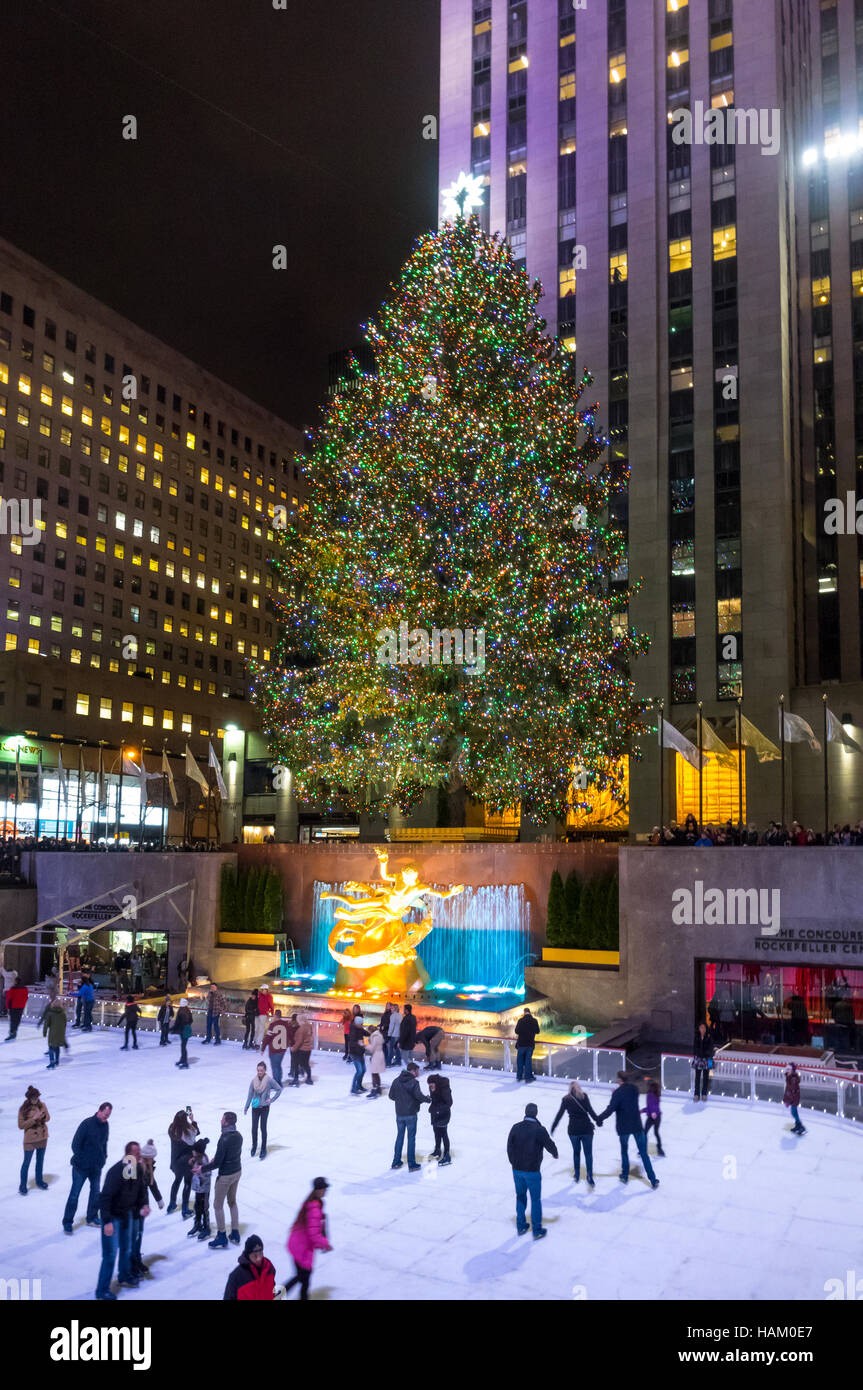 Giant Christmas tree at The Rink at Rockefeller Center in New York City Stock Photo Alamy