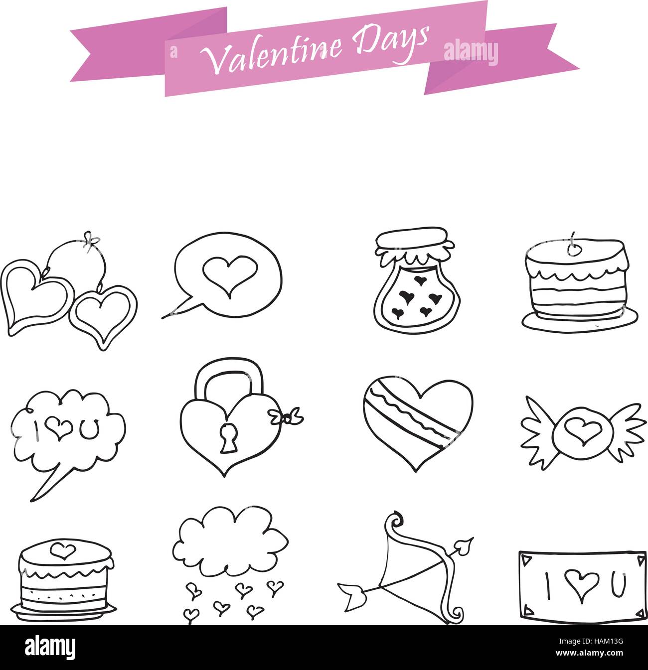 Hand draw of icon valentine Stock Vector Image & Art - Alamy