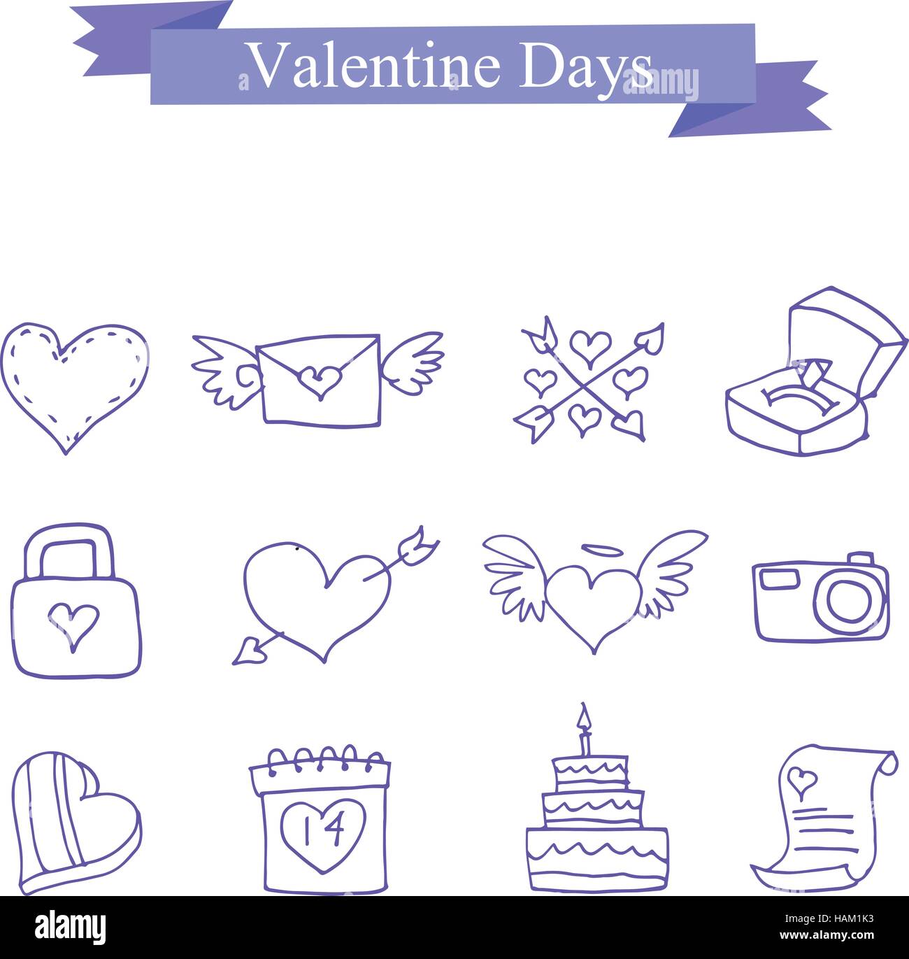Collection vector valentine day icons Stock Vector Image & Art - Alamy