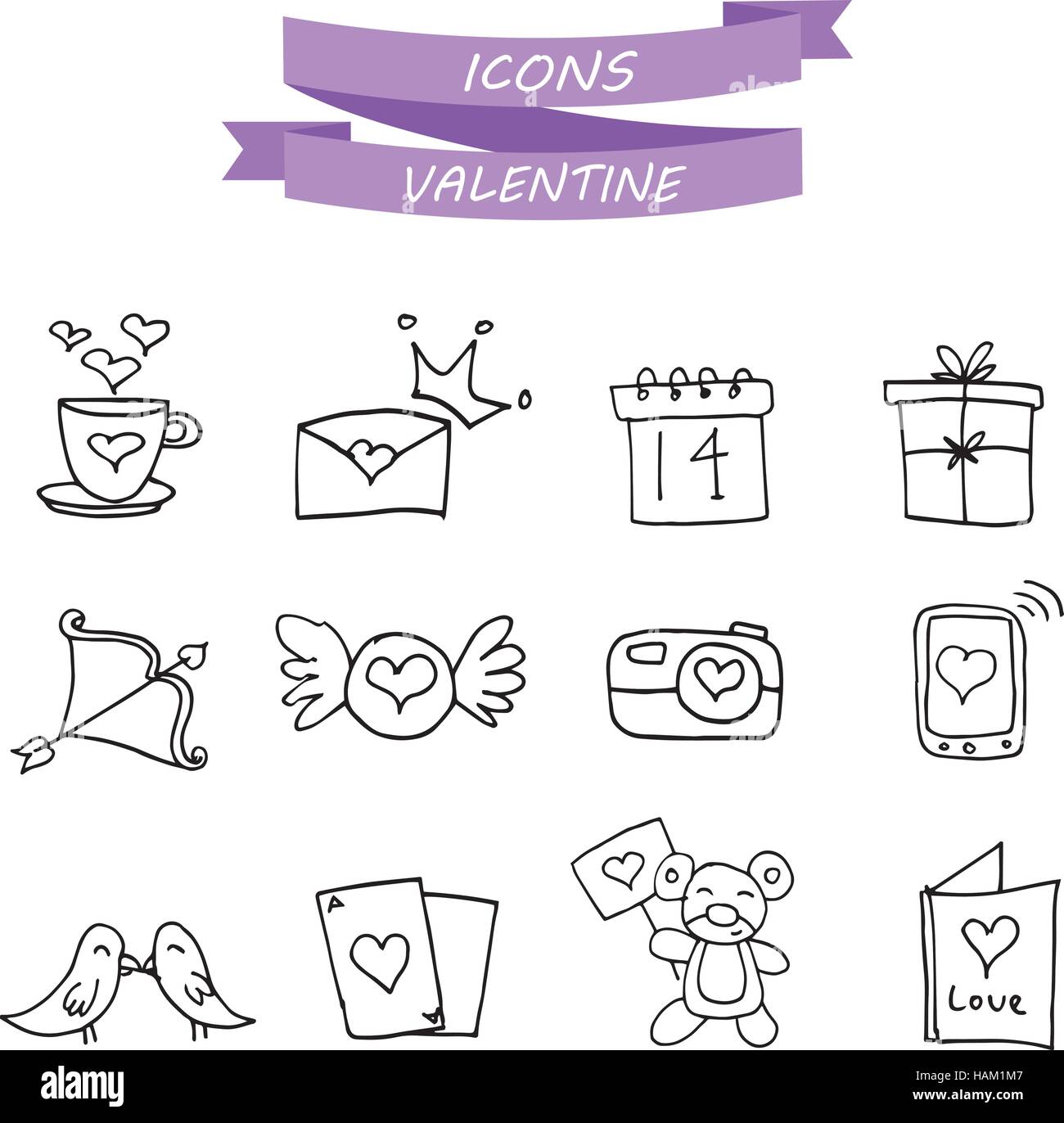 Vector art valentine icons with hand draw Stock Vector Image & Art - Alamy