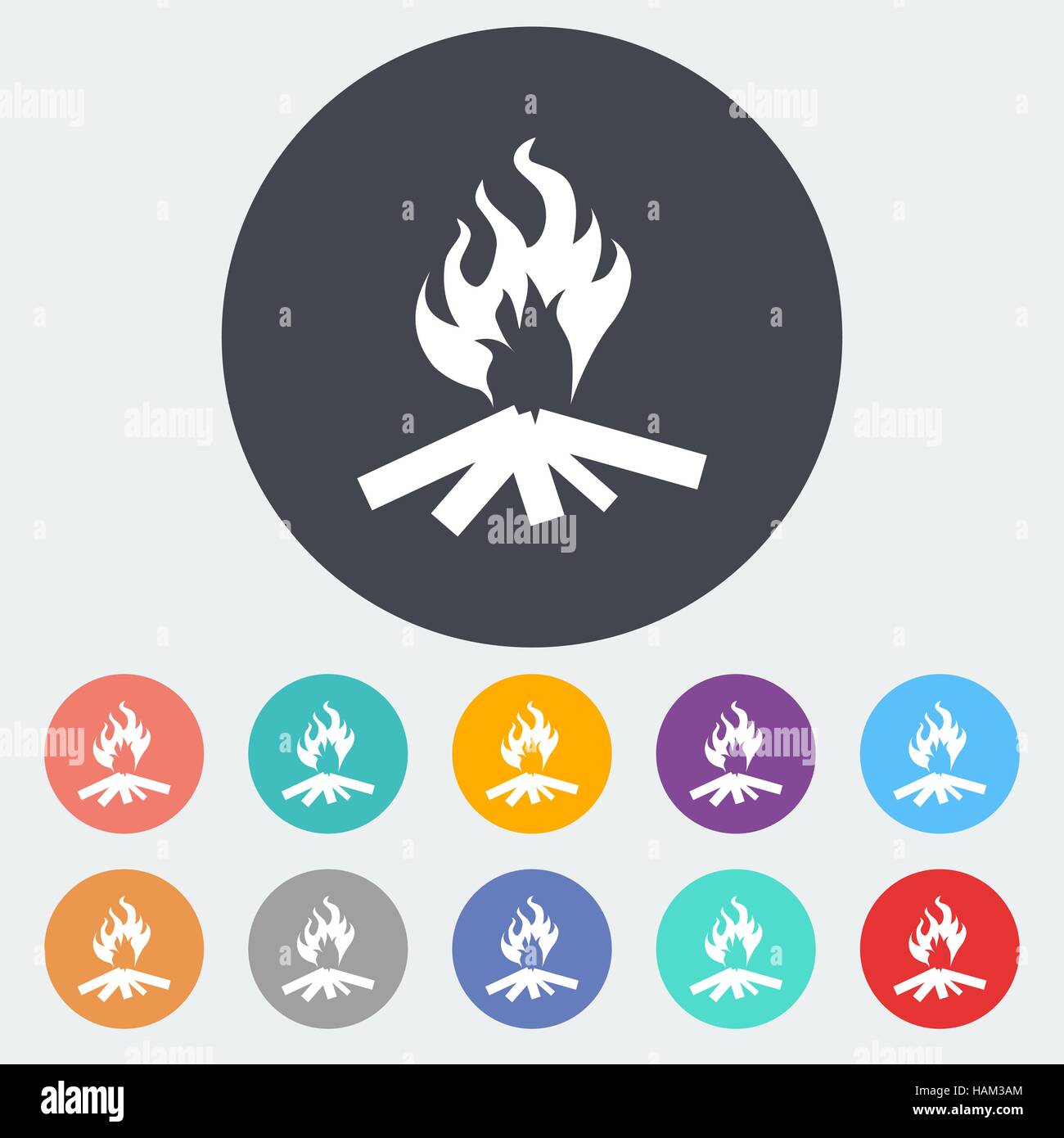Bonfire. Single flat icon on the circle. Vector illustration Stock ...