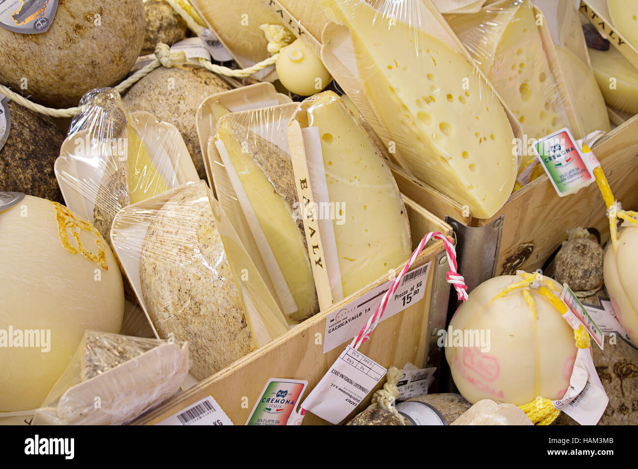 Eataly famous food store market assortment of different type of cheese