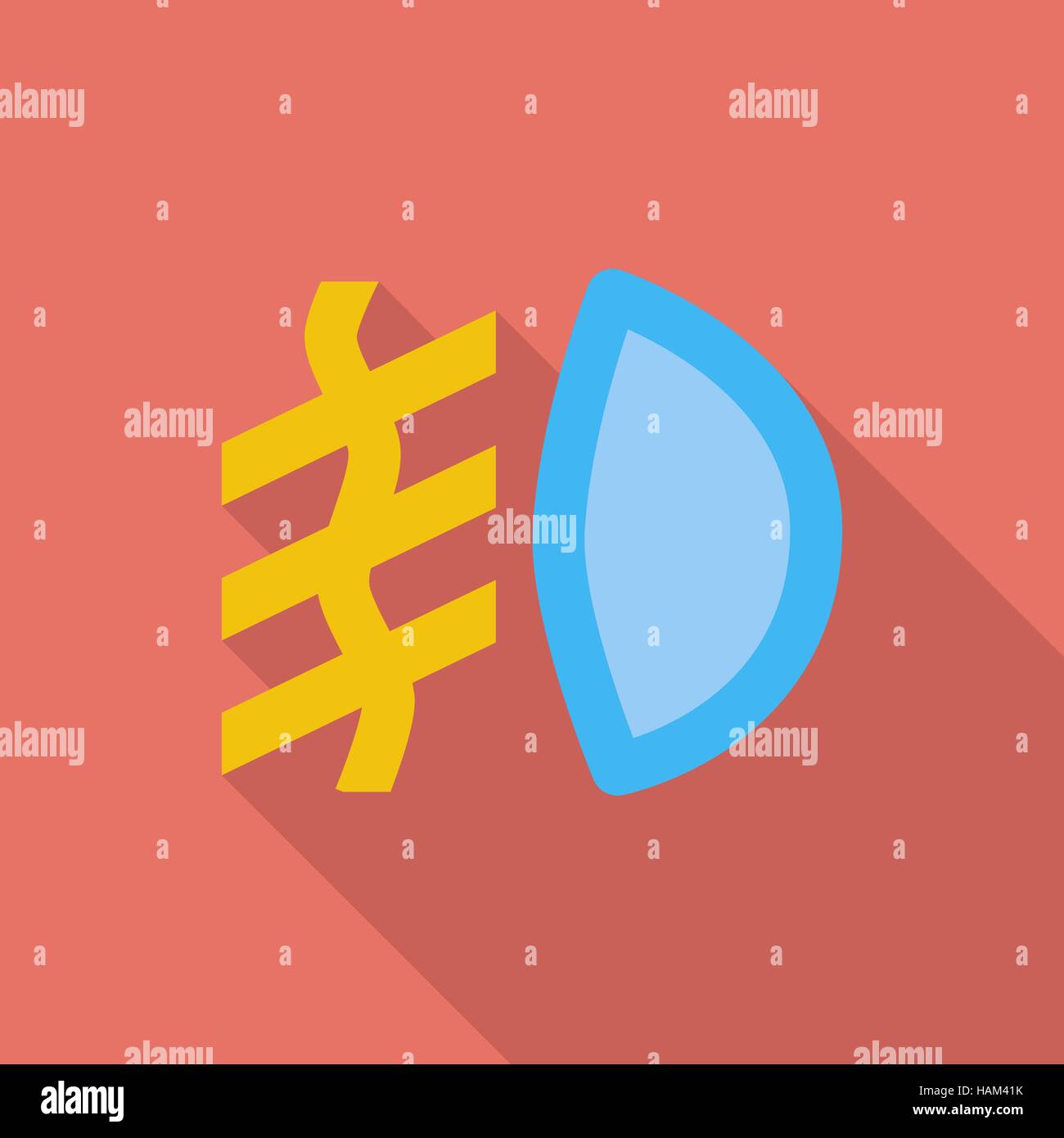 Front fog light icon. Flat vector related icon with long shadow for web ...