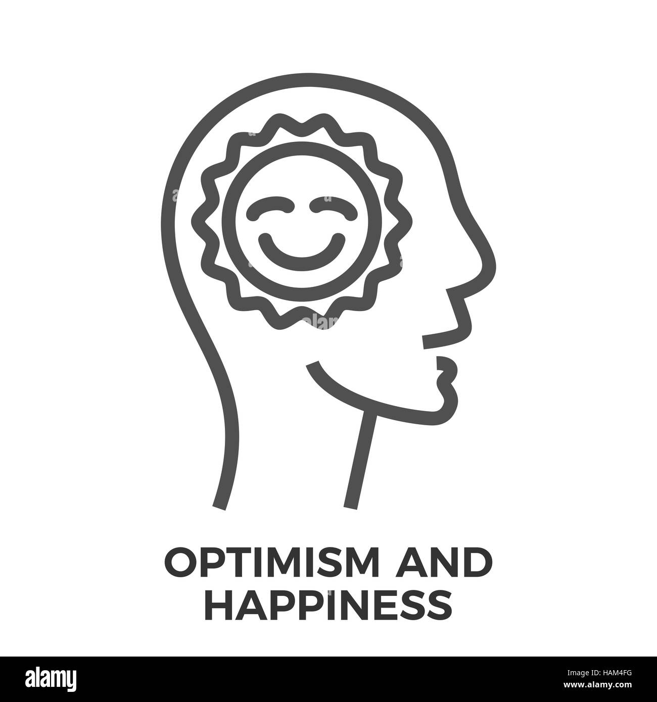 Optimism and Happiness Thin Line Vector Icon Isolated on the White
