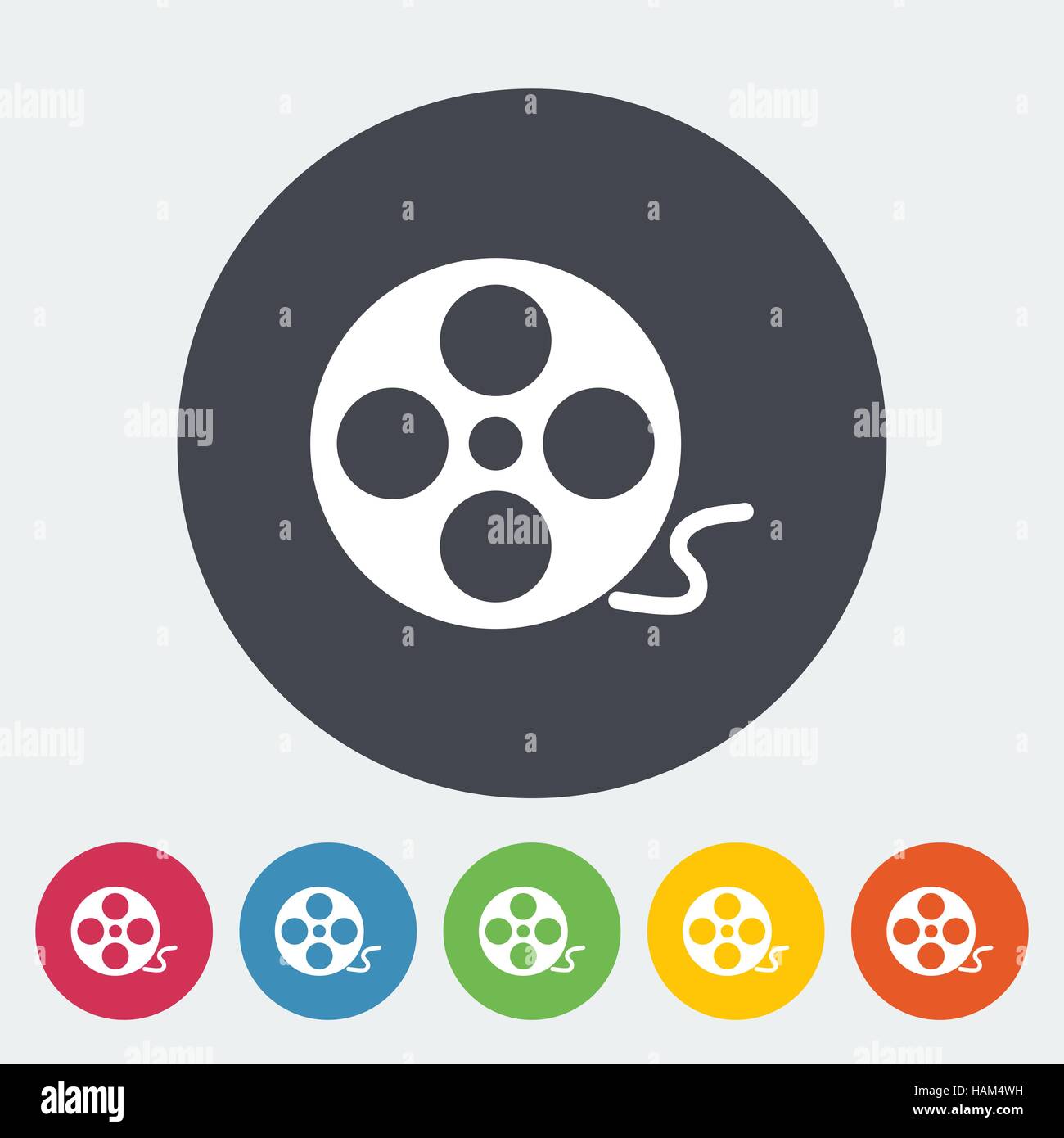 Reel of film. Single flat icon on the circle. Vector illustration. Stock Vector