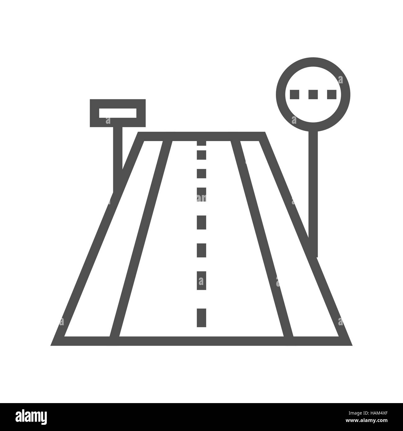 Road Thin Line Vector Icon Isolated on the White Background Stock ...