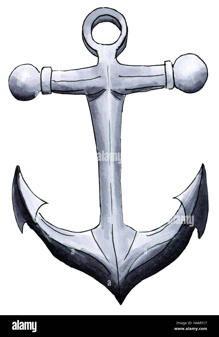 Painted markers anchor on a white background Stock Photo