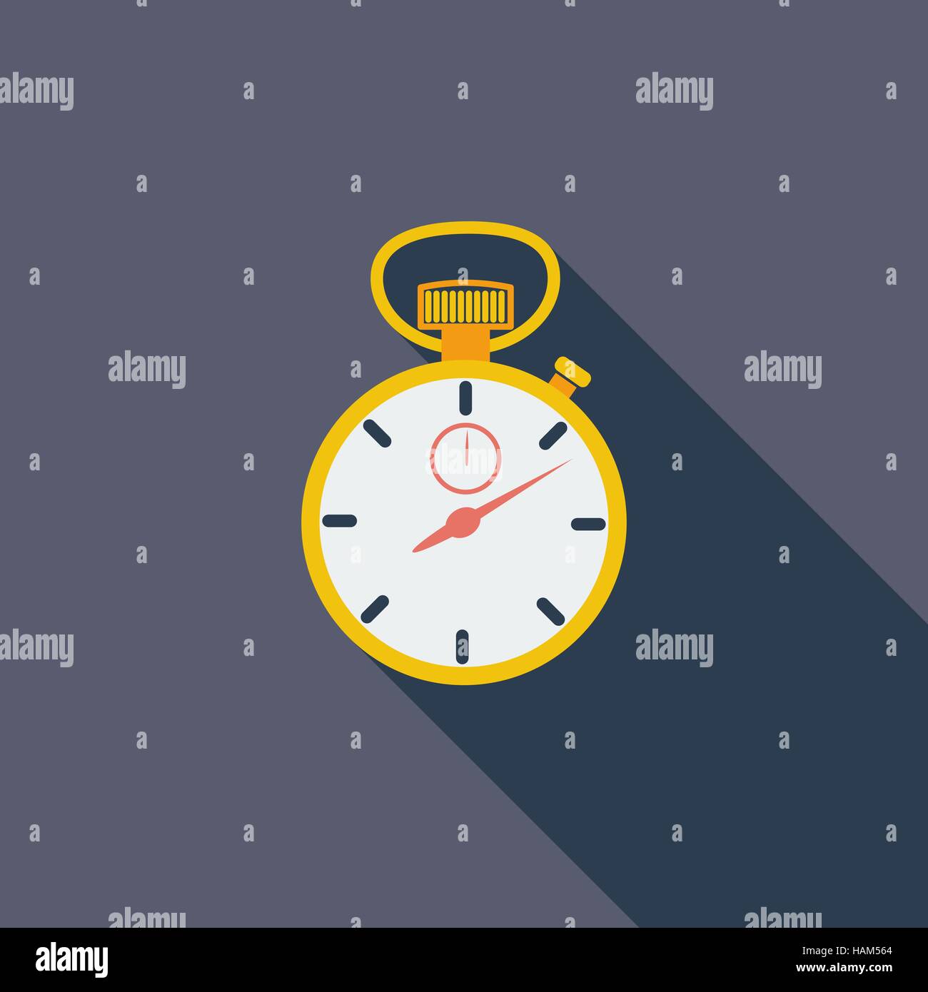 Stopwatch icon. Flat vector related icon with long shadow for web and ...