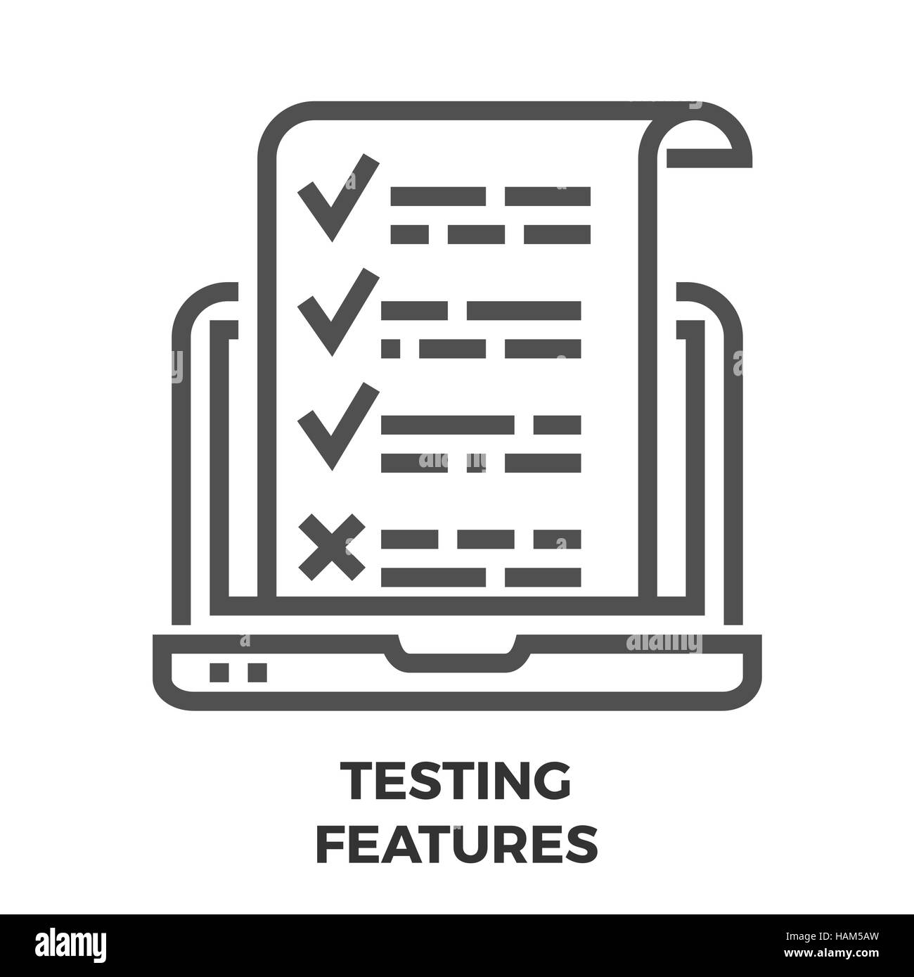 Testing Features Thin Line Vector Icon Isolated on the White Background. Stock Vector