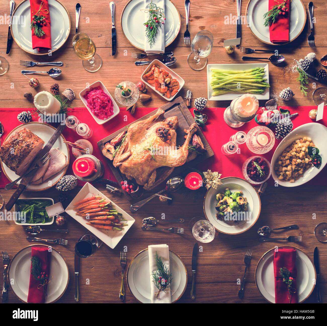 Christmas Family Dinner Table Concept Stock Photo - Alamy