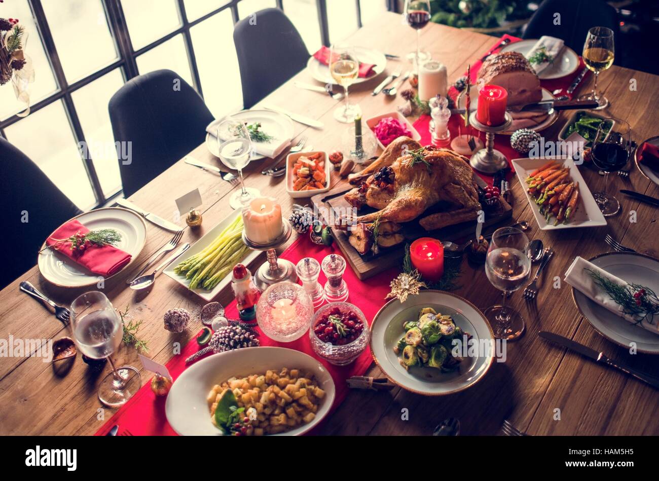 Christmas Family Dinner Table Concept Stock Photo - Alamy