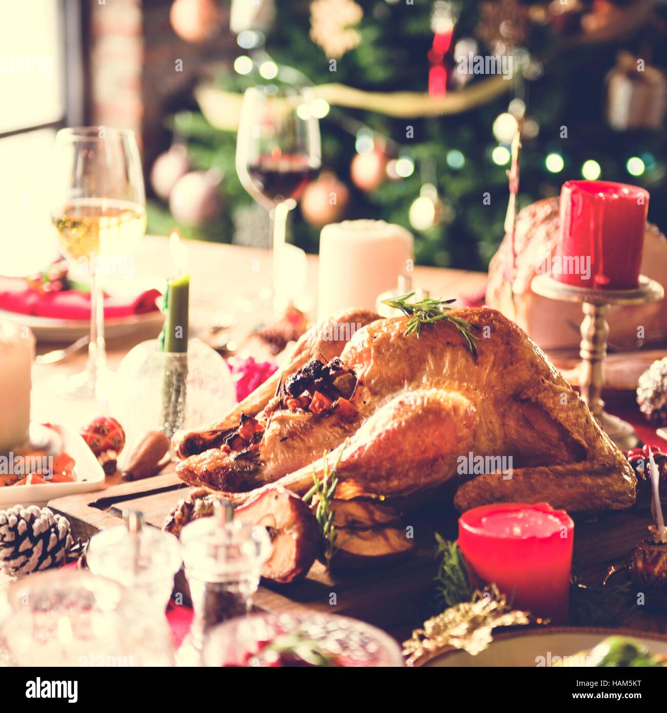 Christmas Family Dinner Table Concept Stock Photo - Alamy
