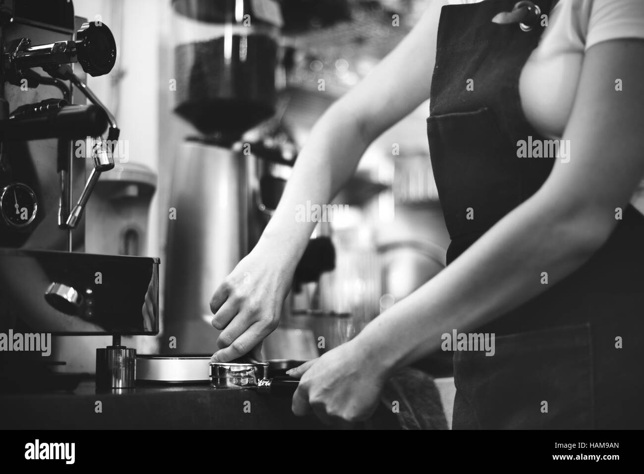 Coffee Machine Portafilter Steam Barista Shop Concept Stock Photo Alamy