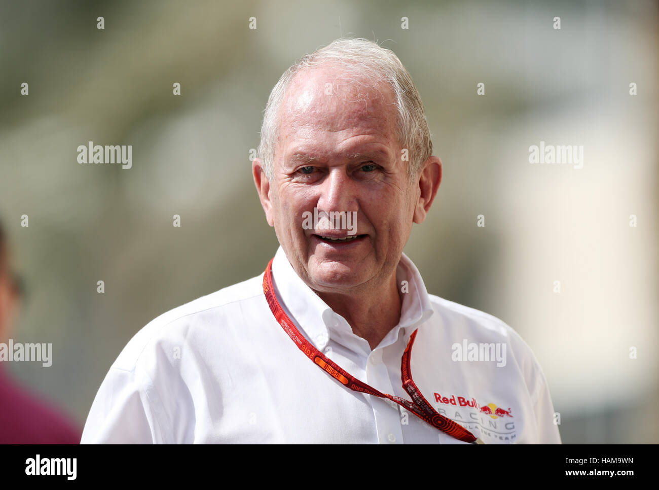 Dr Helmut Marko Red Bull Motorsport Consultant during practice three at Yas Marina Circuit, Abu Dhabi. Stock Photo