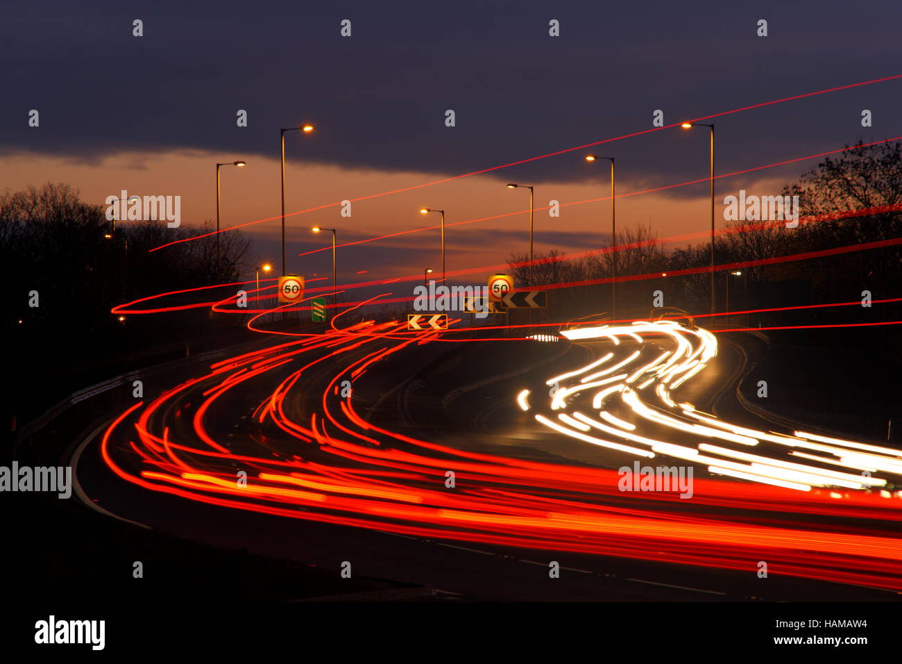 A1 at Brampton near Huntingdon Cambridgeshire long exposure to show