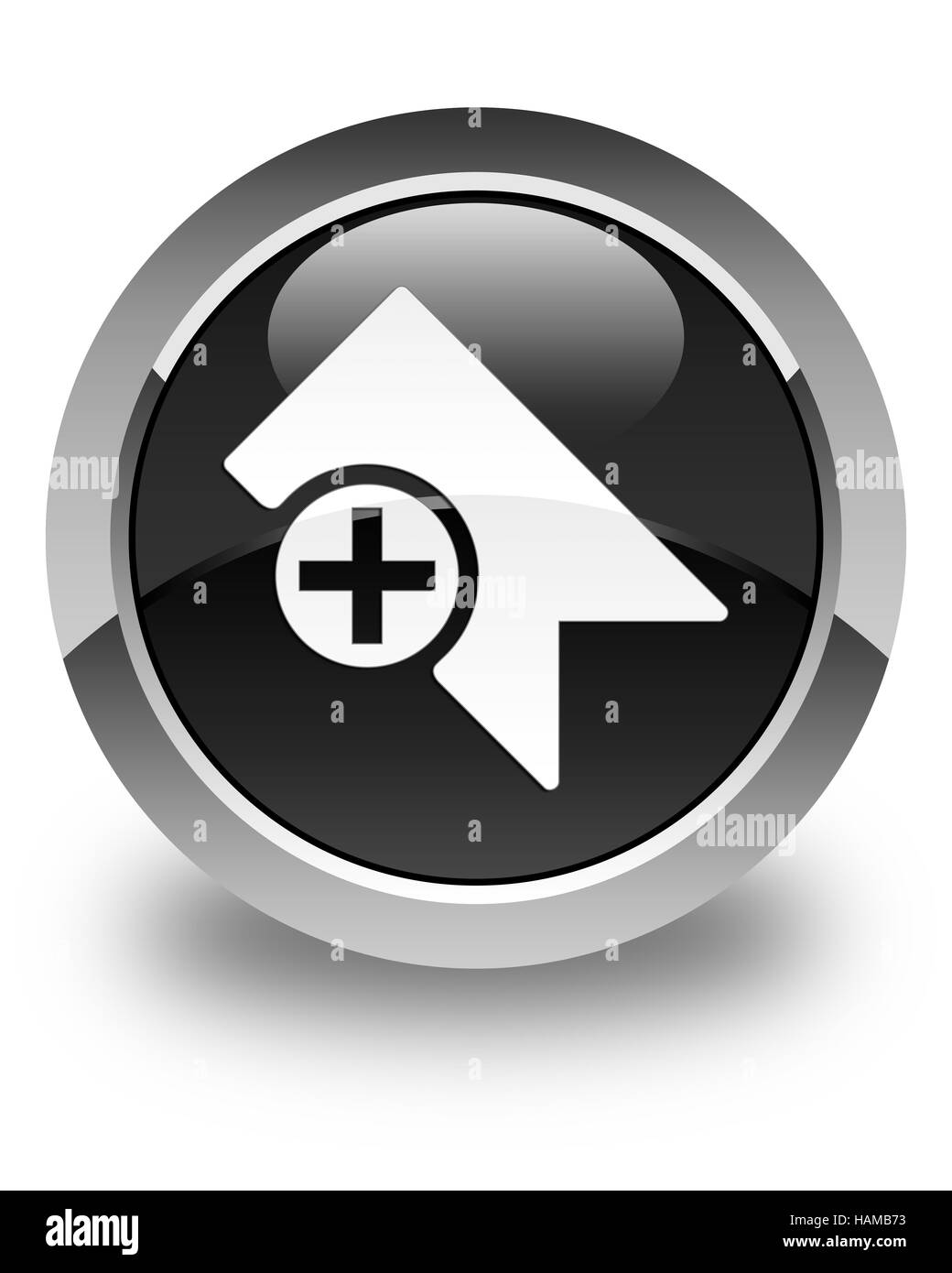 Bookmark icon isolated on glossy black round button abstract ...