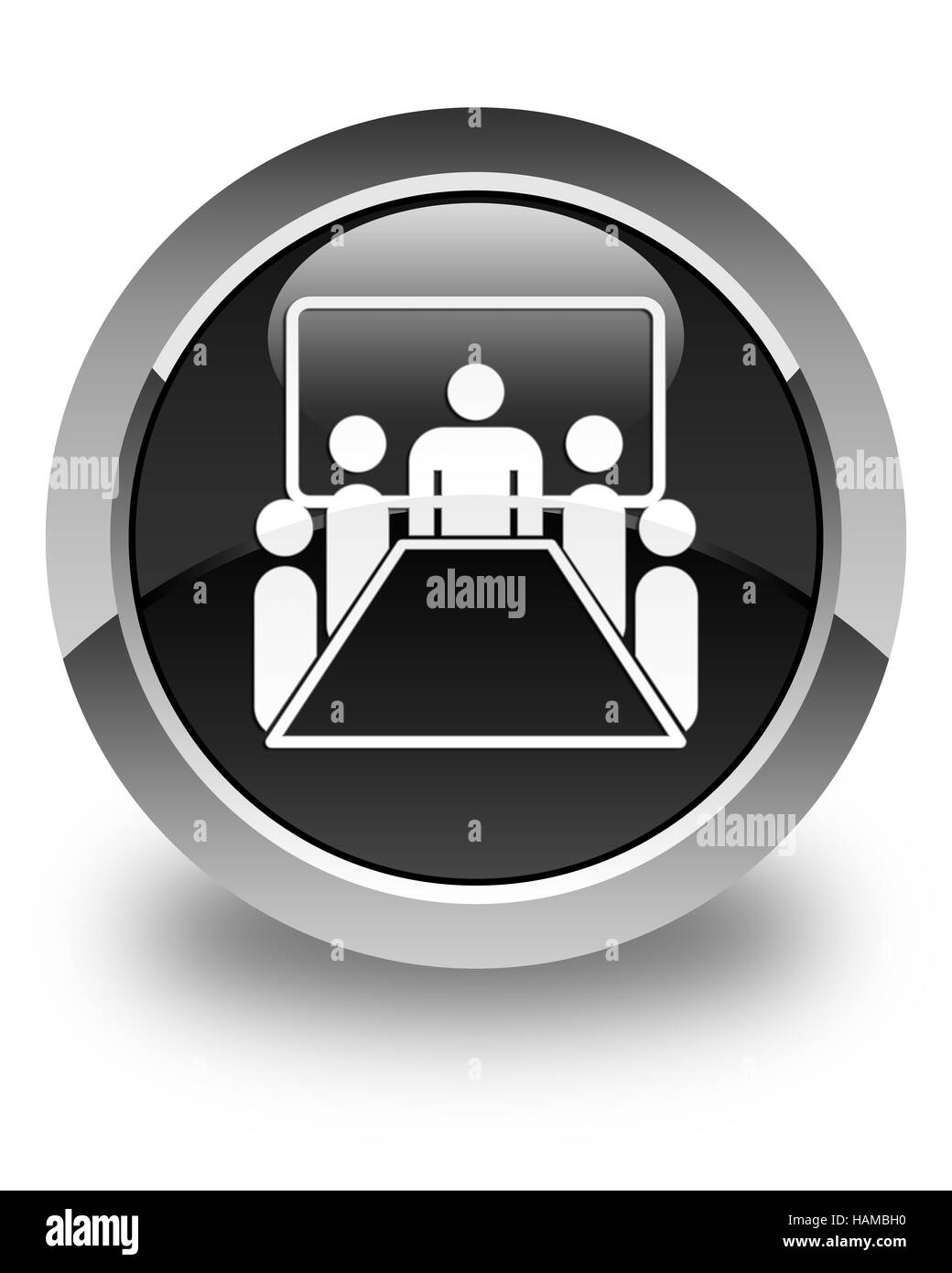 Meeting room icon isolated on glossy black round button abstract illustration Stock Photo