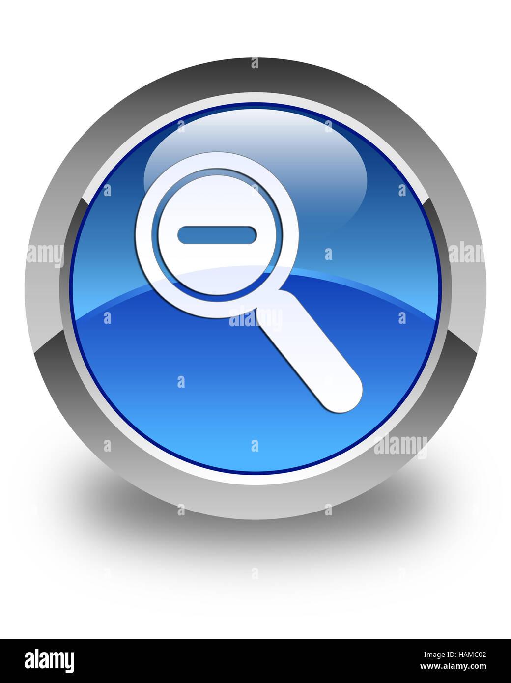 Zoom out icon isolated on glossy blue round button abstract illustration Stock Photo
