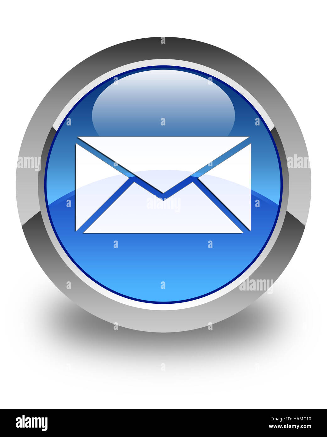 Email icon isolated on glossy blue round button abstract illustration ...