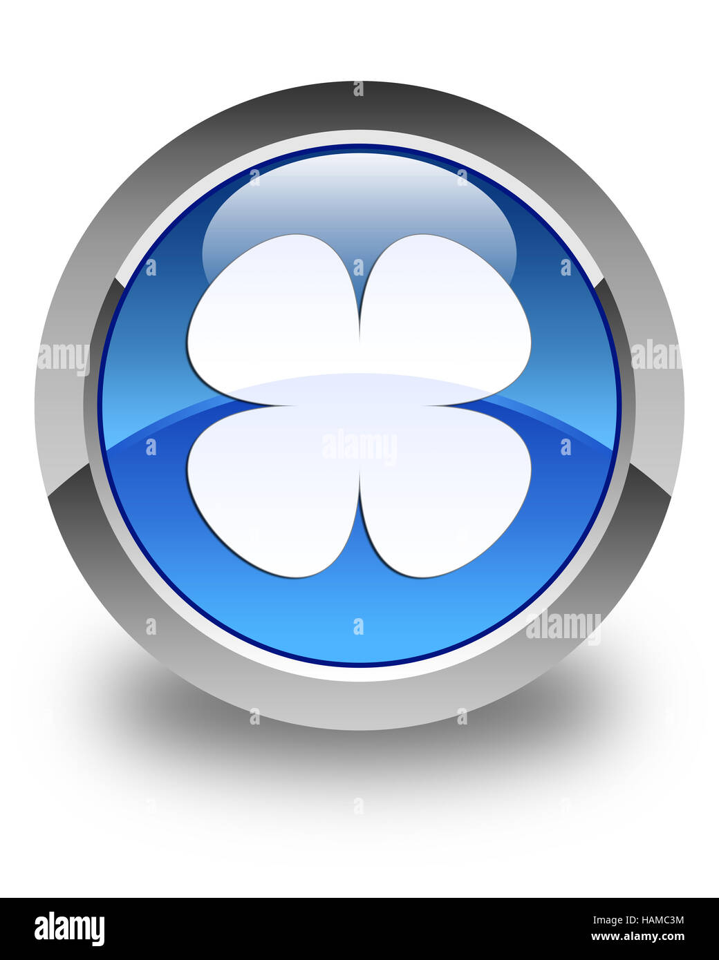 Flower leaf icon isolated on glossy blue round button abstract ...