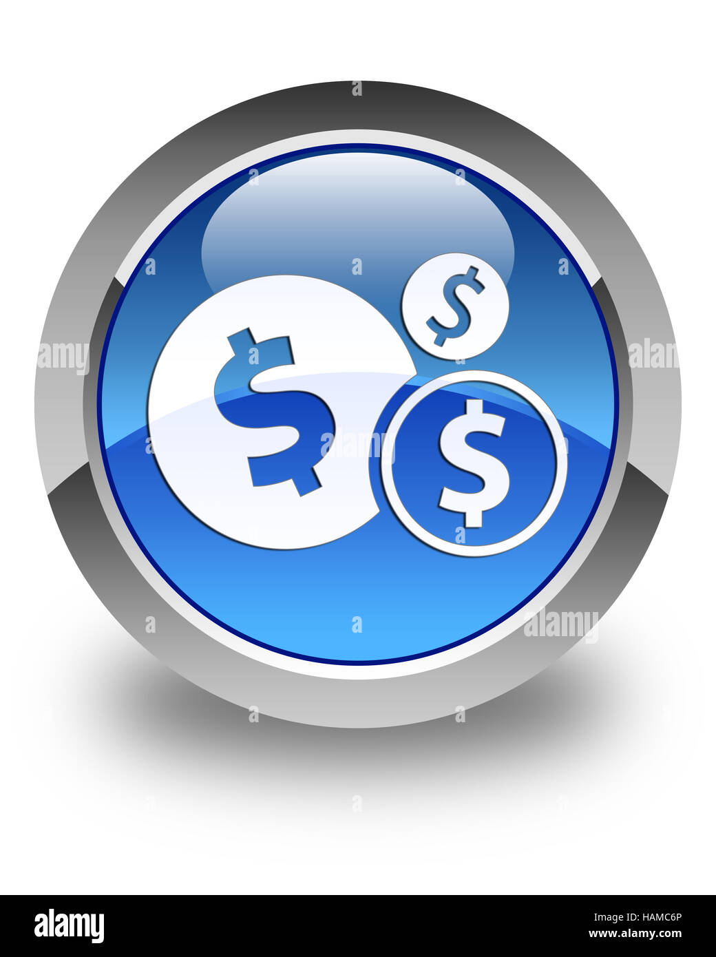 Finances dollar sign icon isolated on glossy blue round button Stock Photo  - Alamy