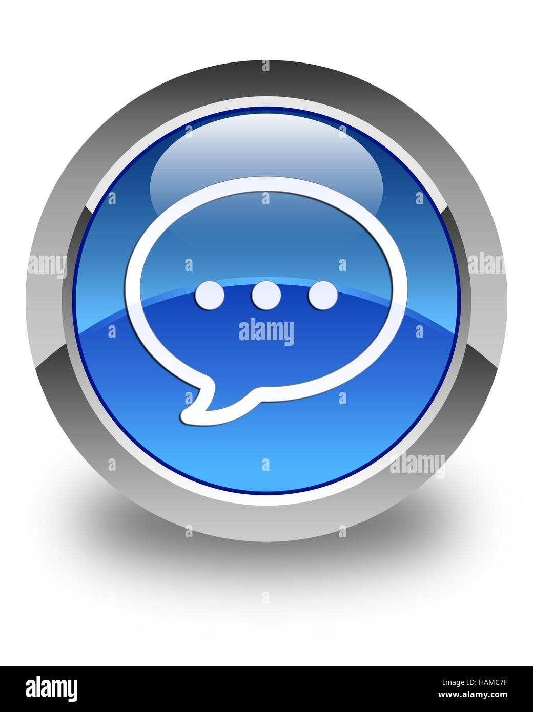Talk bubble icon isolated on glossy blue round button abstract ...