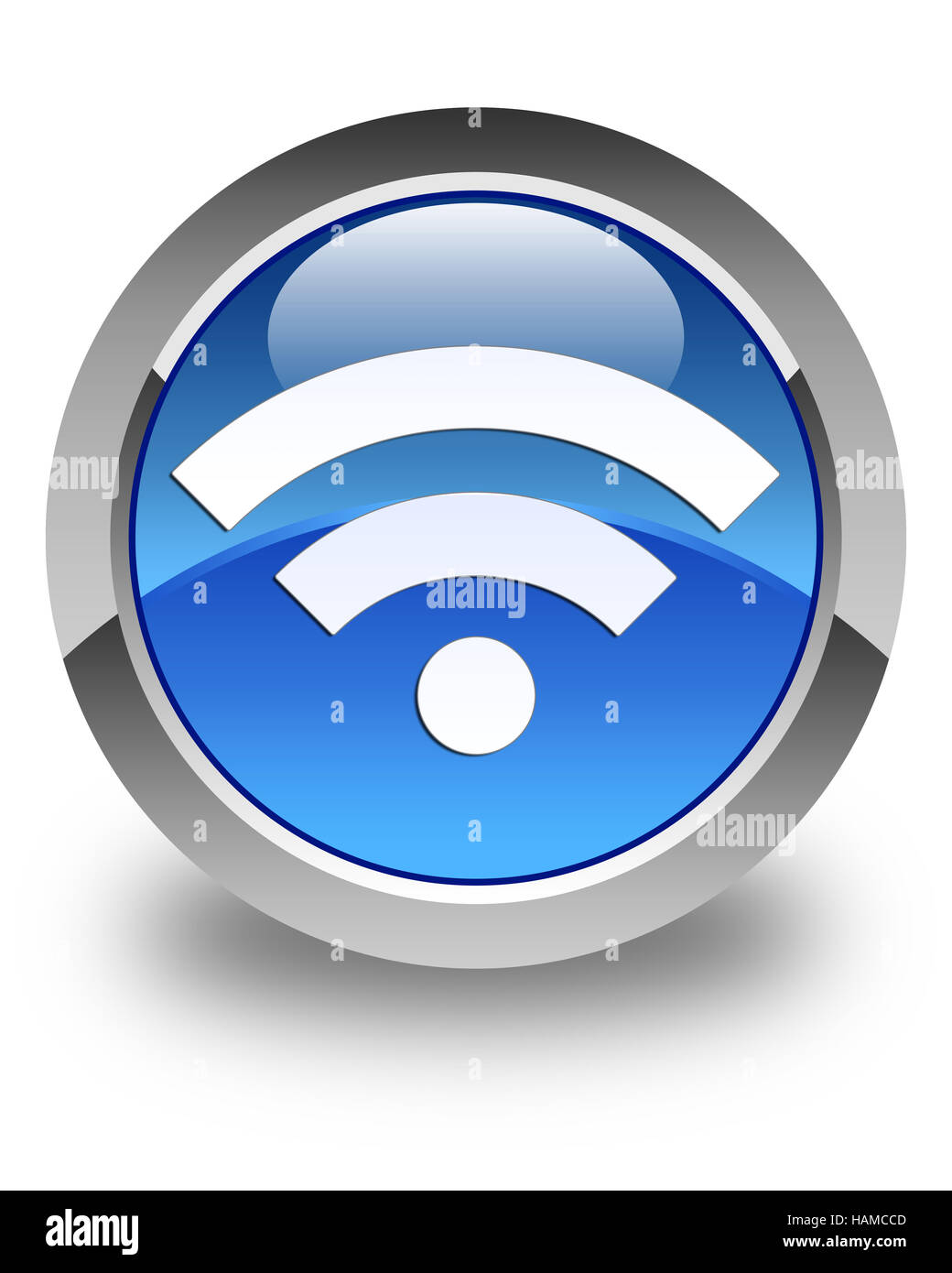 Wifi icon isolated on glossy blue round button abstract illustration ...