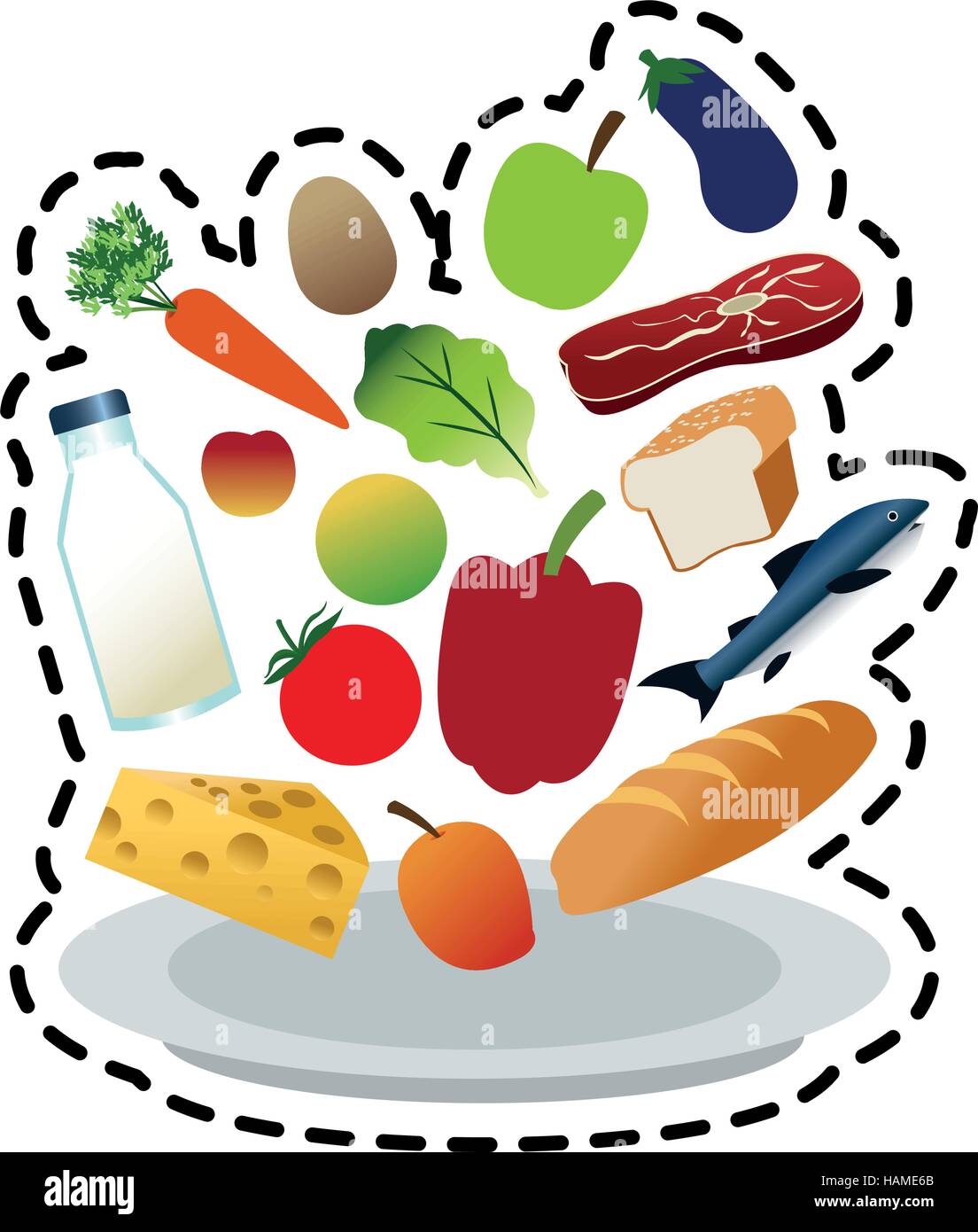 Isolated bread vegetables and fruits design Stock Vector Image & Art ...