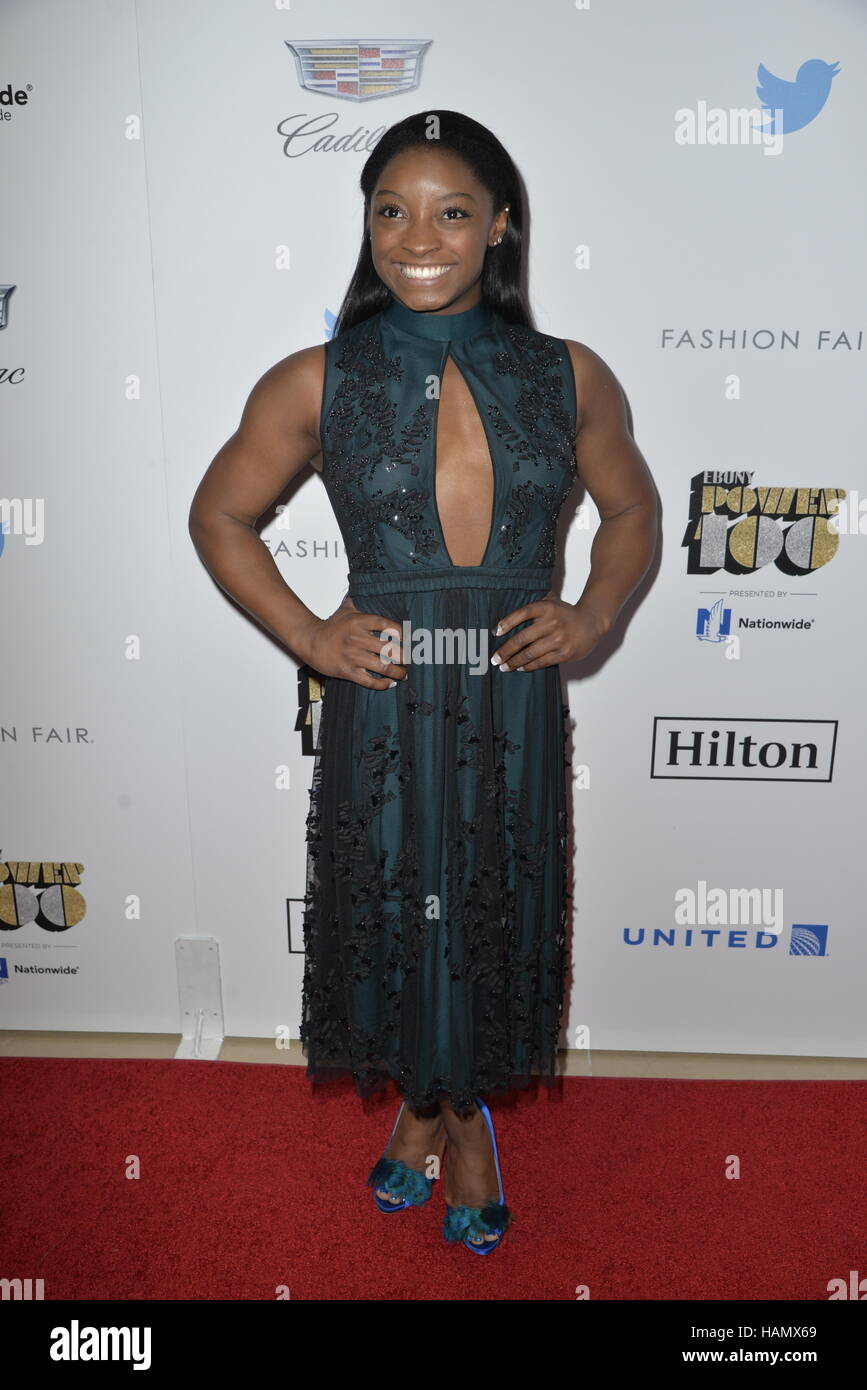 Los Angeles, Ca, USA. 1st Dec, 2016. Simone Biles attends the 2016 EBONY Power 100 Gala at the Beverly Hilton Hotel in Beverly Hills, California on December 1, 2016. Credit:  Koi Sojer/Snap'n U Photos/Media Punch/Alamy Live News Stock Photo